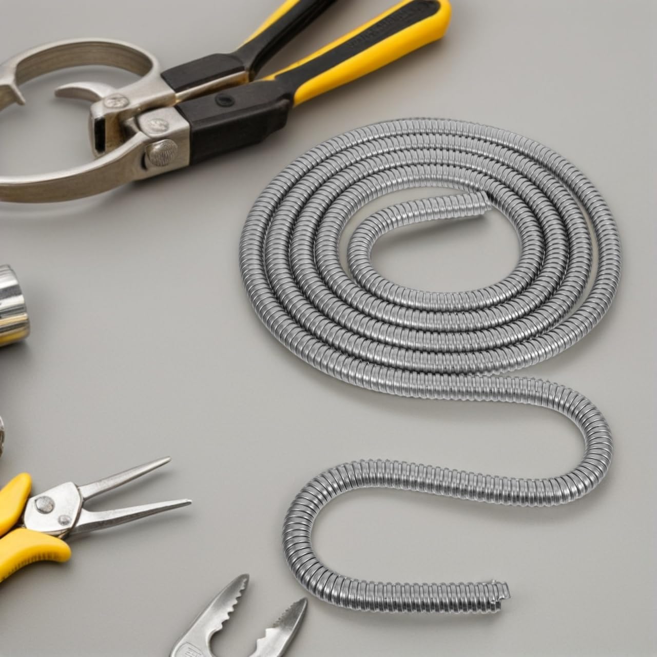 Gaine Flexible en Acier Inoxydable 304 - Conduit MéTallique Flexible 1.60 Cm X 118.11 Pouces pour Protection Antirouille De CâBles ÉLectriques en Atelier Et Garage