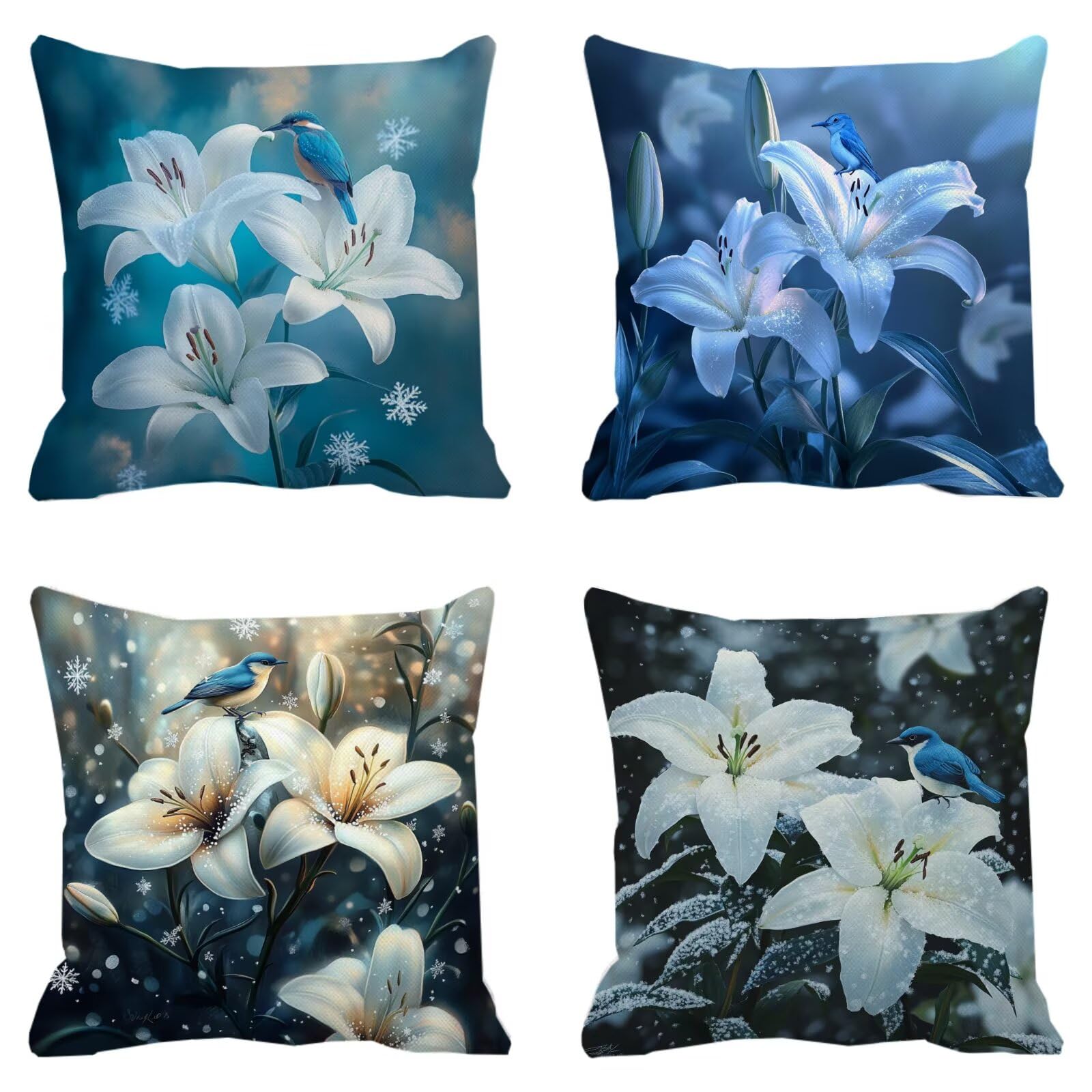 Coussins de jardin decoration maison blanc fleur et housse 35x35