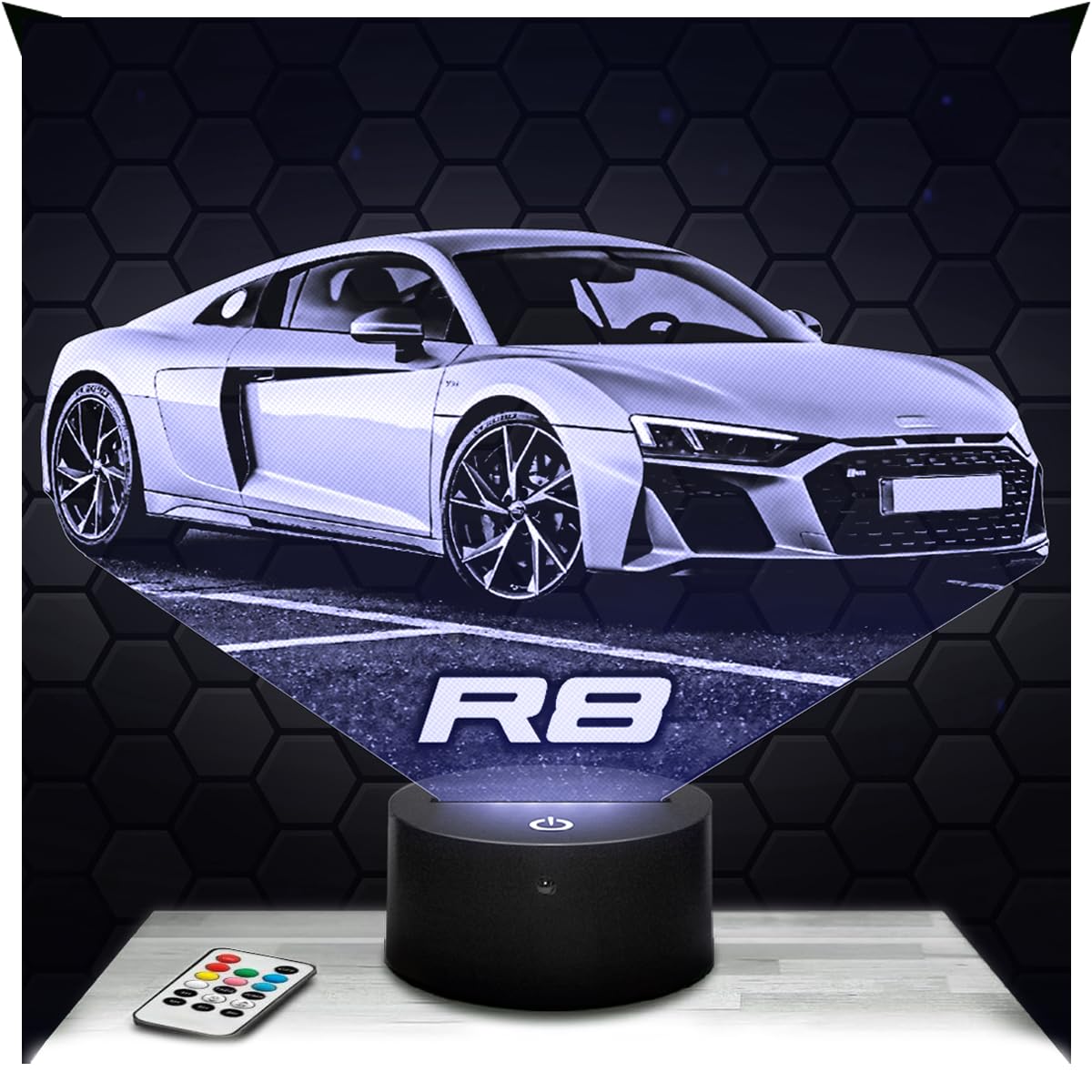 Lampephoto.fr - Supercar R8 3D Lamp 3D LED Illusion Night Light, Christmas Birthday Gift idea for Boys and Girls Children's or Adult Bedroom Night Light, Gifts Merchandising TOP
