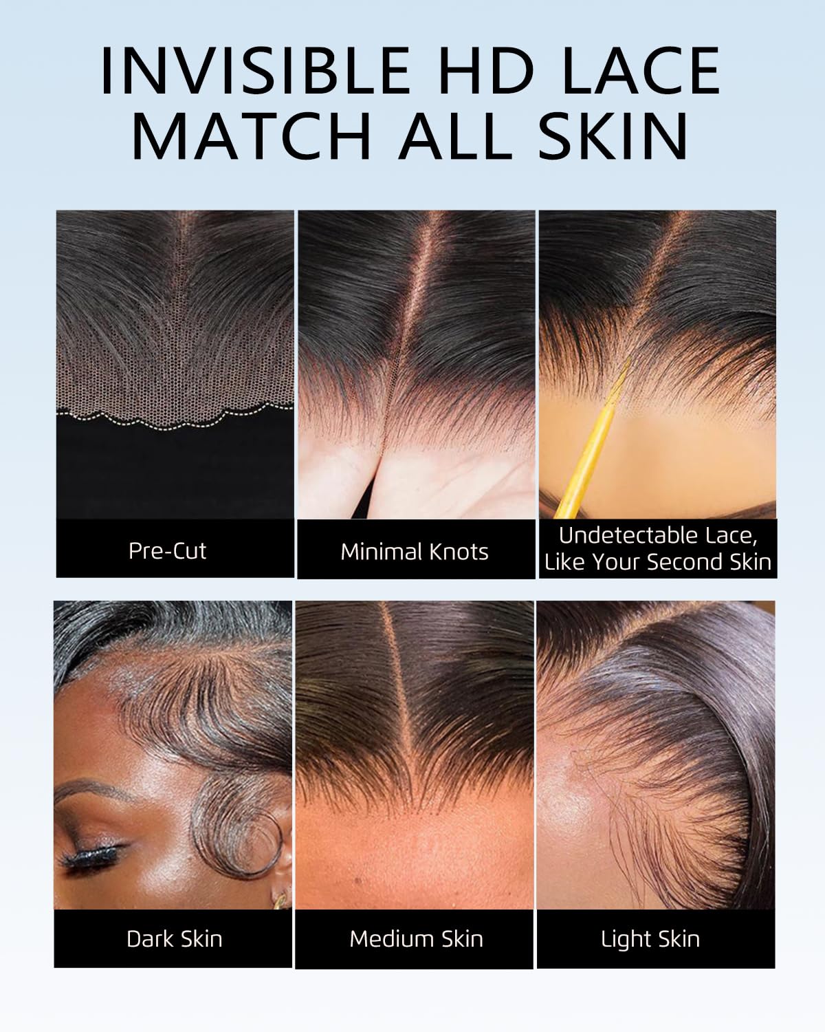 Glueless Wigs Human Hair Pre Plucked Pre Cut 250 Density 7x6 Lace Front Wigs Body Wave Closure Wigs For Women 100% Human Hair #1B Natural Black 20inch