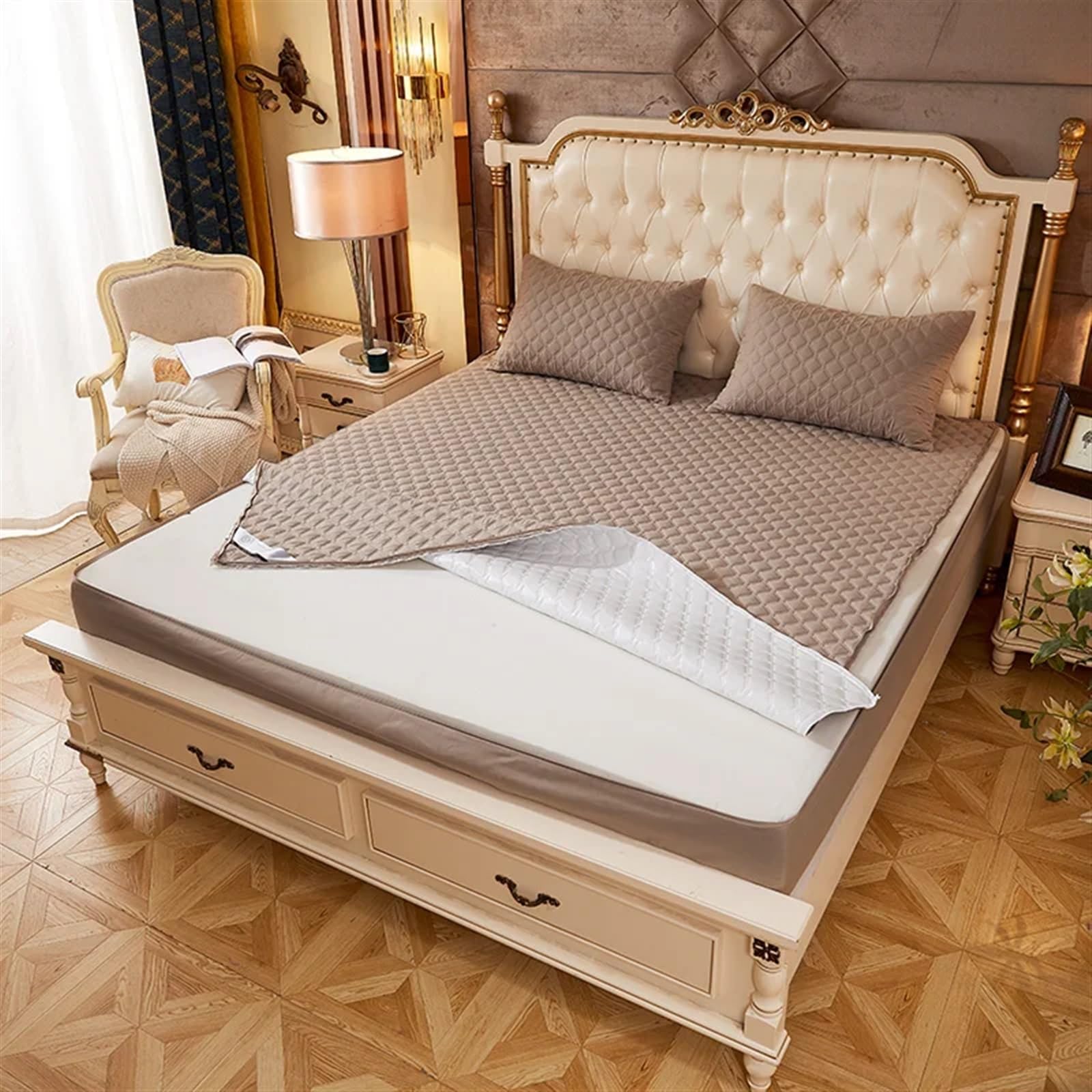Cubrecolchón Impermeable Funda de colchón completamente cerrada de 6 lados, Protector de colchón impermeable, funda de cama con sábana ajustable con cremallera Cubre Colchon(Gao ji hui,150x200x25cm)