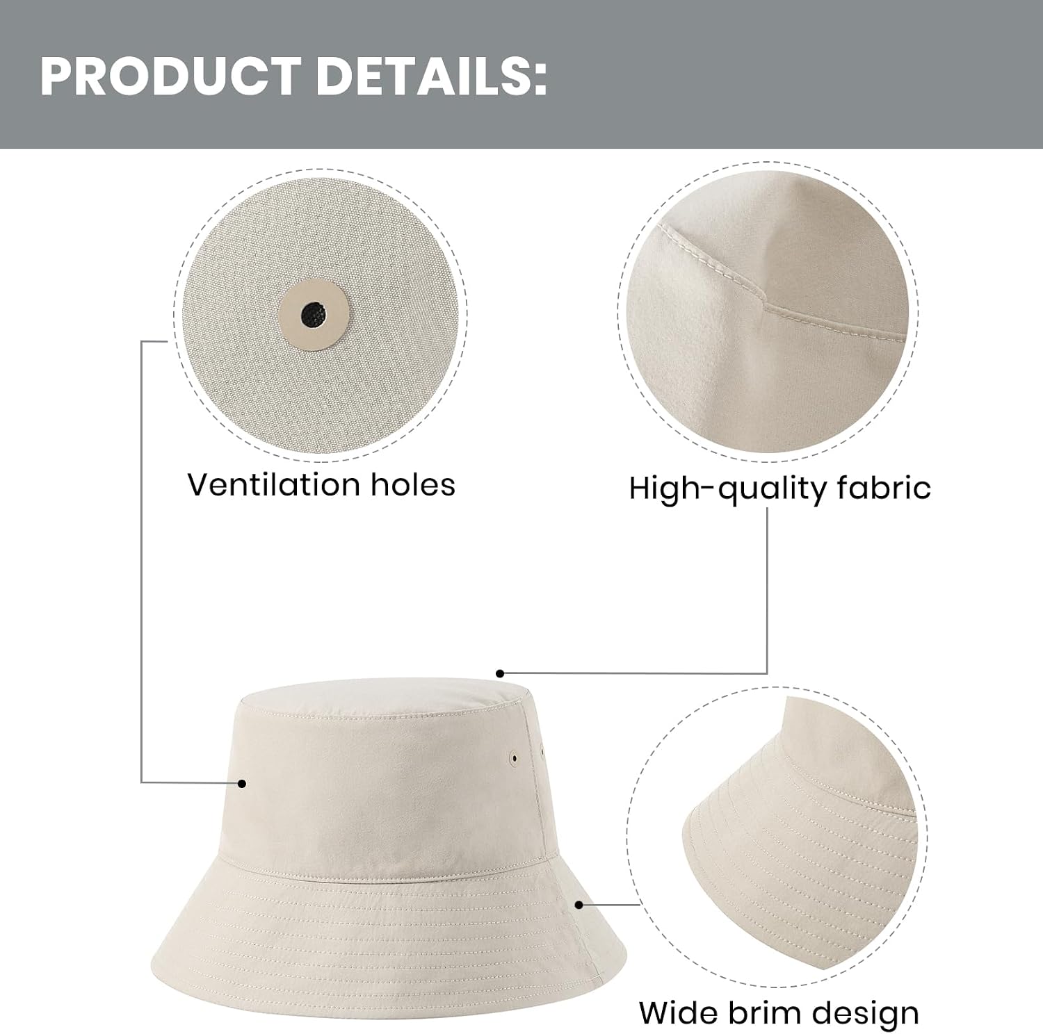 FEINION Unisex Packable UV Protection Bucket Hat image 4