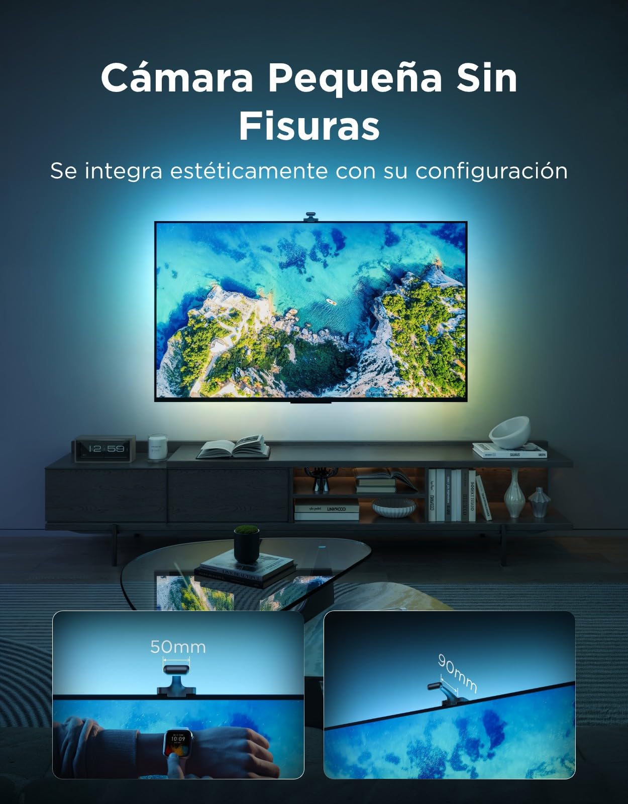 Govee TV Backlight 3 Dual Cámara, 5m RGBWIC Tira LED para 75-85 Pulgadas | 4MP Dual Cámara, 60 LED/m, Filtro de Color Inteligente con IA para Cine y Juegos, Compatible con Alexa y Control por App