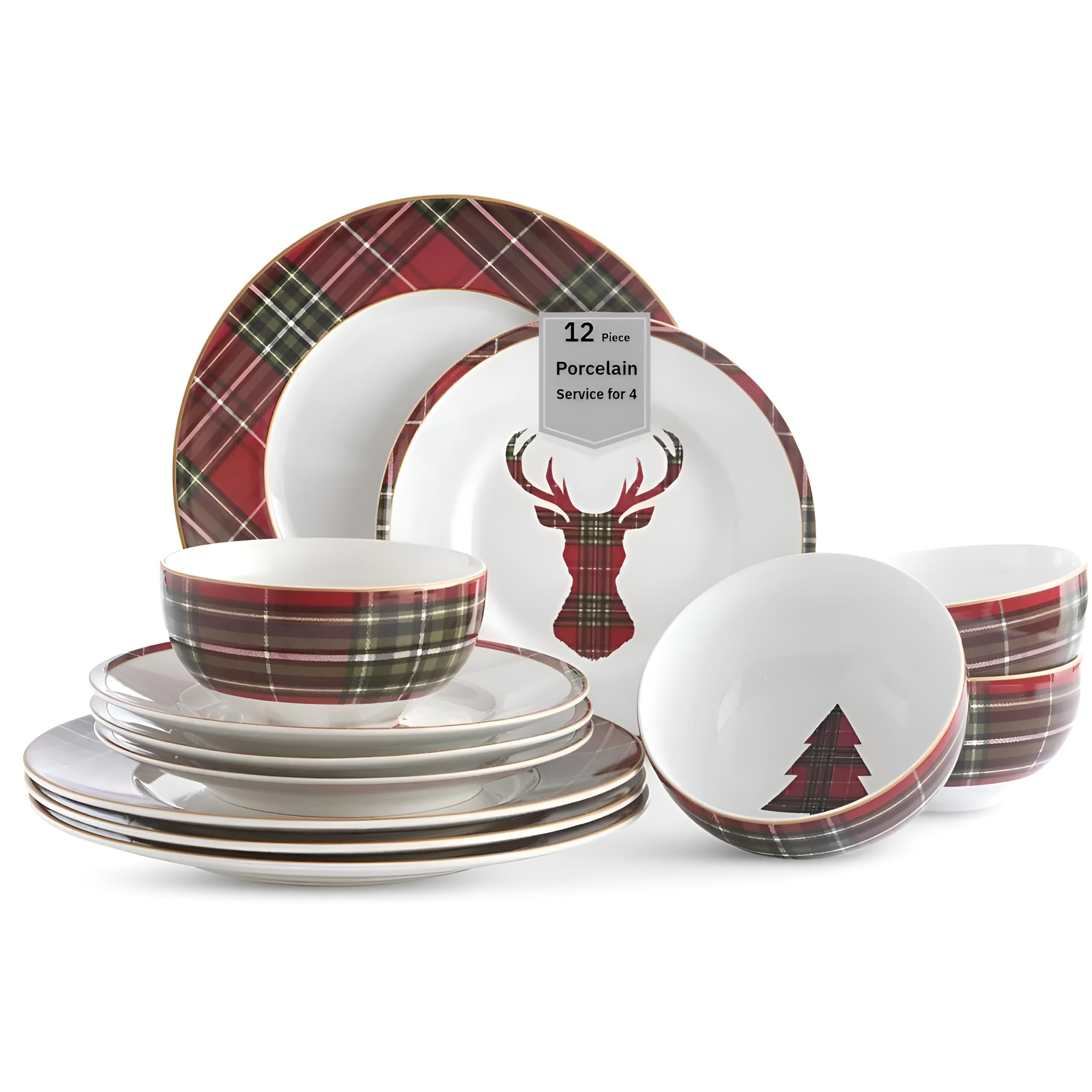 Amazon.com | 222 Fifth 12-Piece Porcelain Dinnerware Set for 4