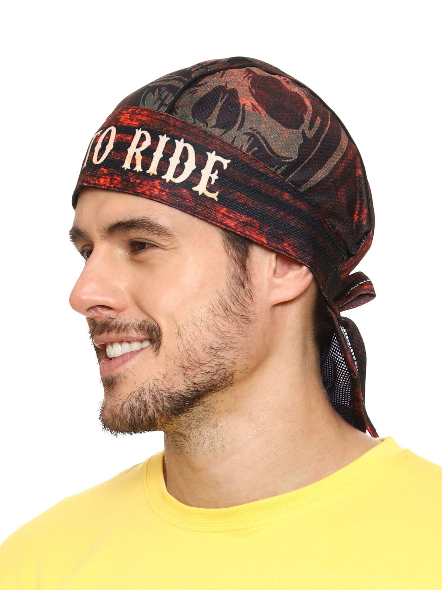Motohog Helmet Skull Caps for Men Hair Inner Helmet Cover Caps for Bikers Sweat Cooling Skull Cap Headwrap, Bandana, Durag, Patka, Head Wear for Cycling & Running - Free Size 1