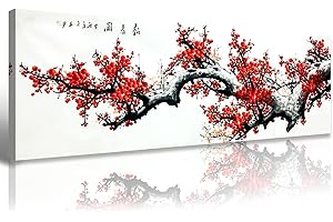 JiazuGo Asian Wall Art Decor Oriental Plum Blossom Ink Painting
