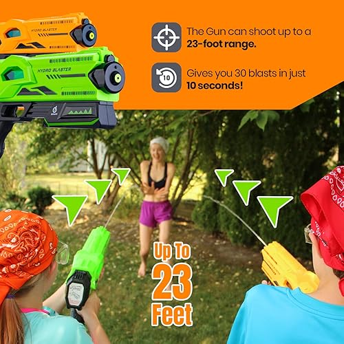 Miniatura 3 de New-Bounce - Pistola de agua eléctrica para niños, pistola de chorro Hydro Blaster de doble acción, pistola de agua a batería que dispara hasta 23