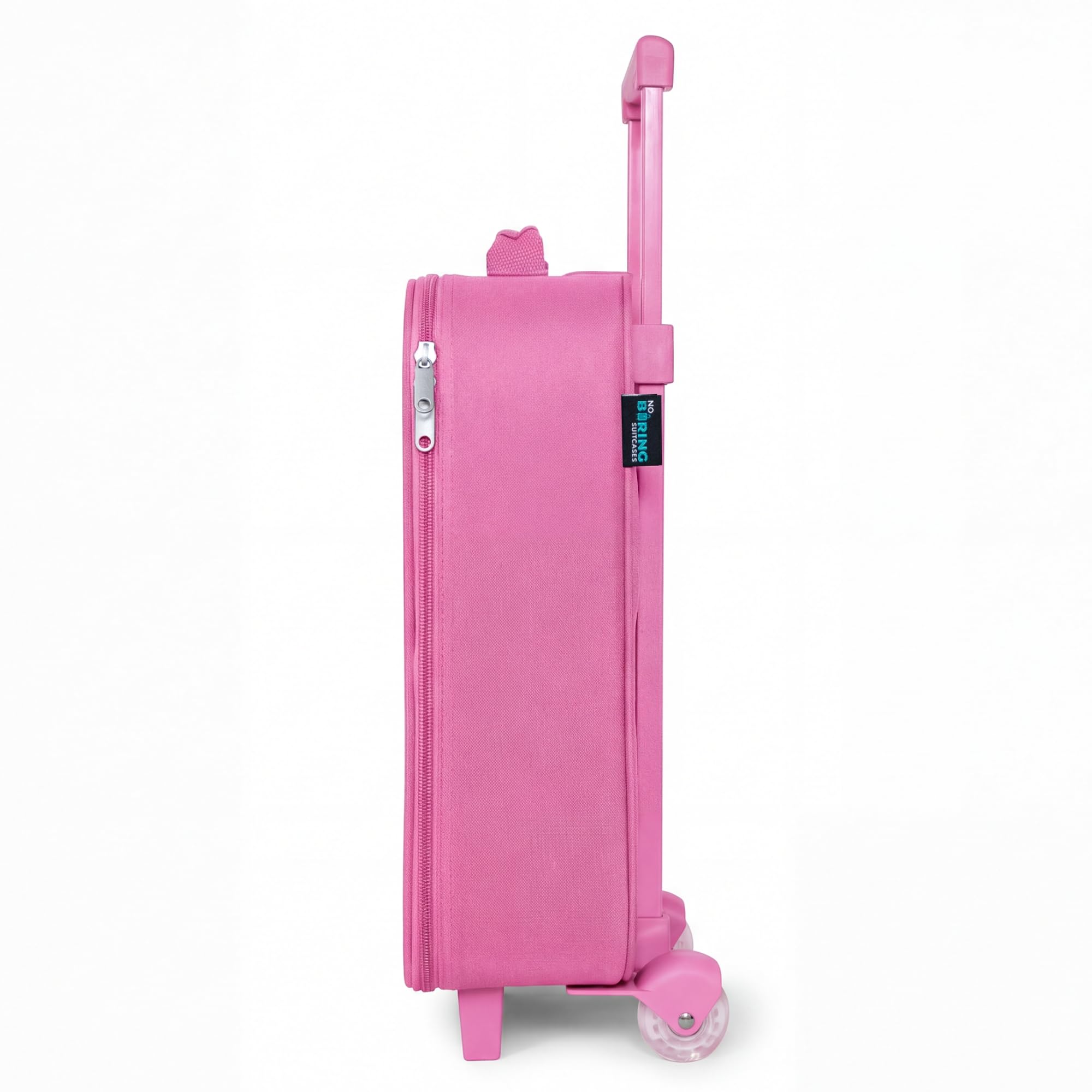 NoBoringSuitcases© Valigia Rosa Per Bambini Personalizzato Con Un Nome | 48x31x19 cm - Bagaglio Ultraleggero Trolley A Mano Rigidi LED Ruote Valigie Bimbi - Ragazze - Fata dei fiori - Mondo
