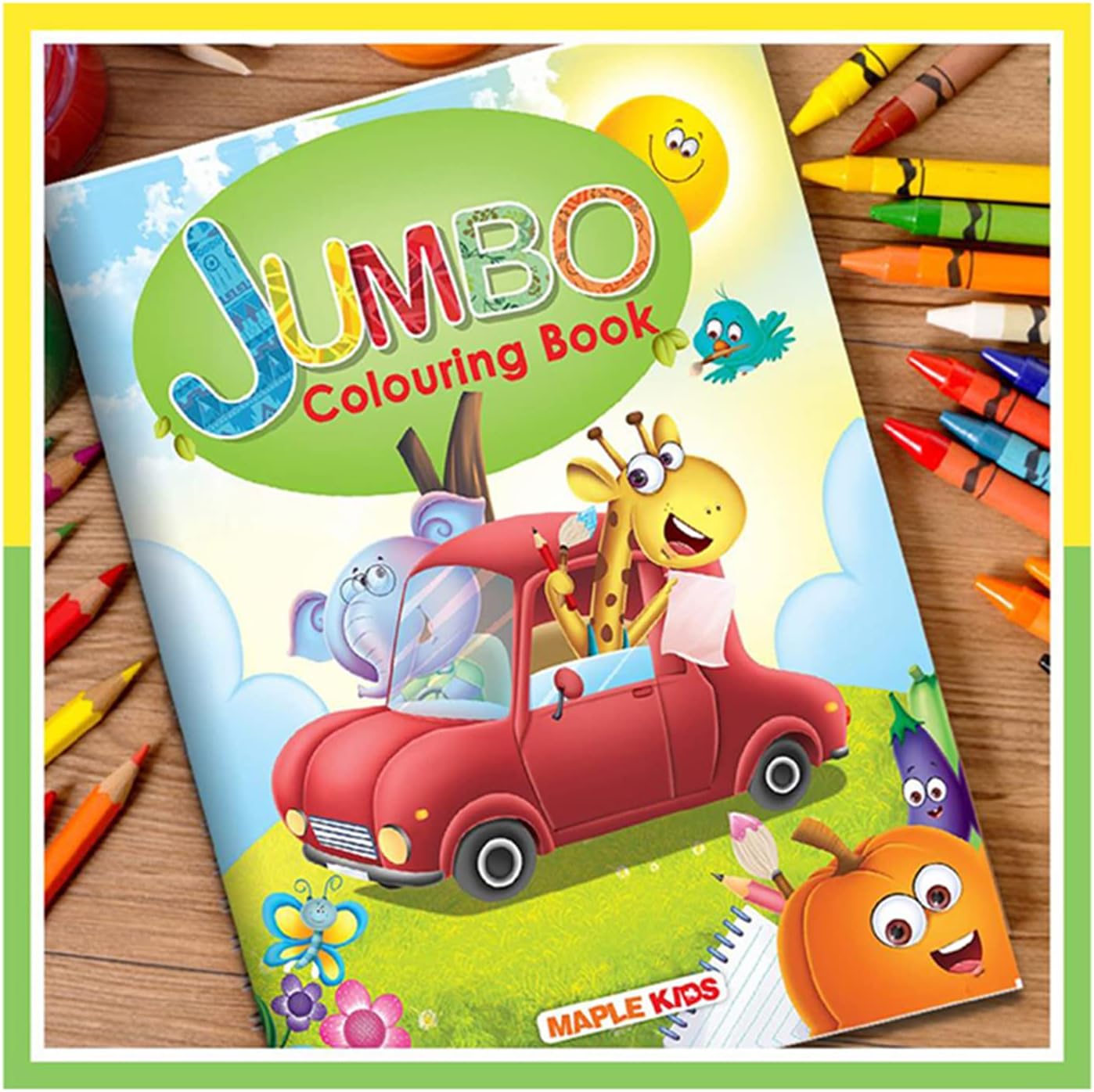 Jumbo Colouring Book - Activity Colouring Book for 3 to 5 years old kids - Gift to children for painting, drawing and colouring with reference guide