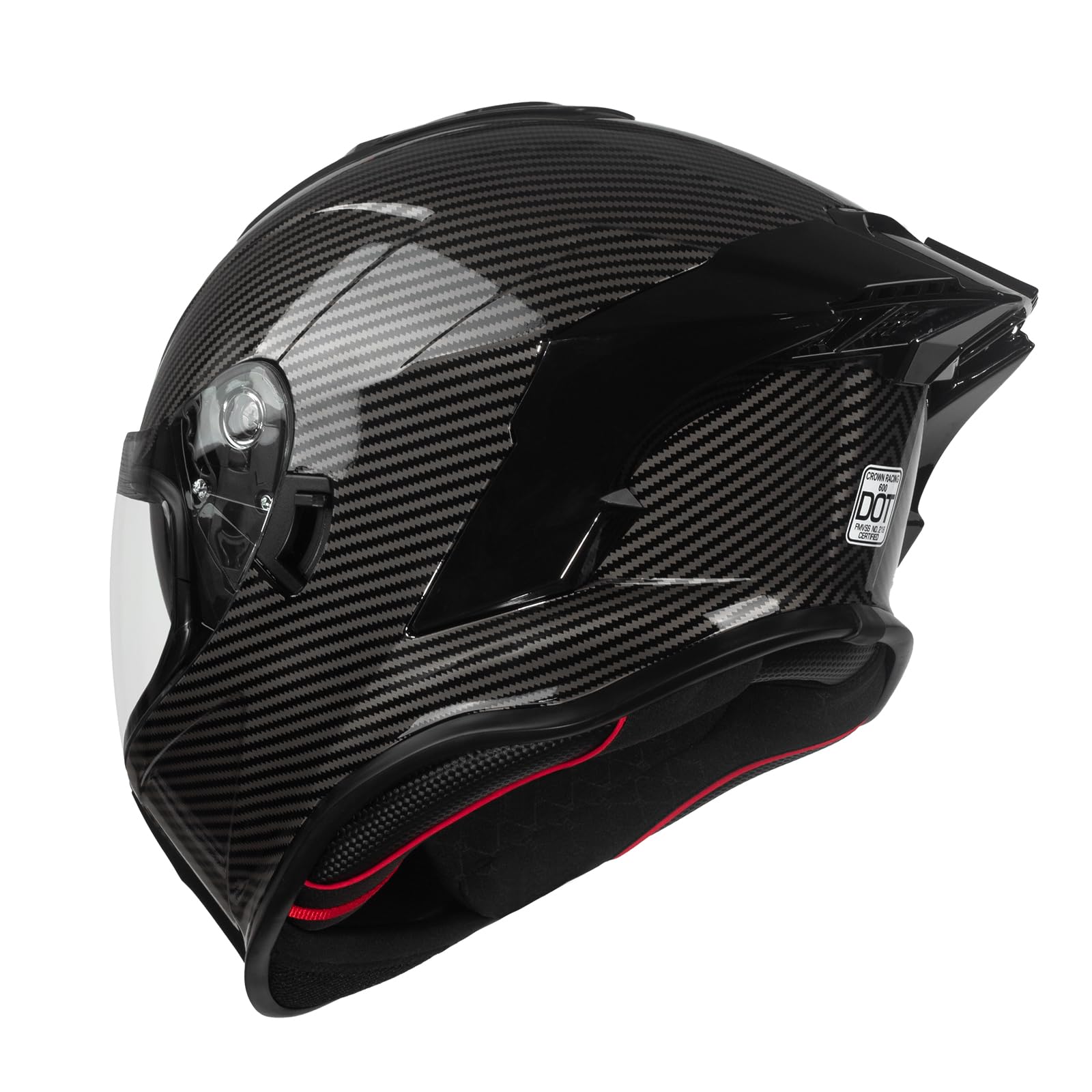 Amazon.com: Crown Racing Compact Motorcycle Helmets, Full Face Motorcycle Street Bike Helmet, DOT Approved Model-LW600 Carbon Fiber Pattern, Size-XL : Automotive