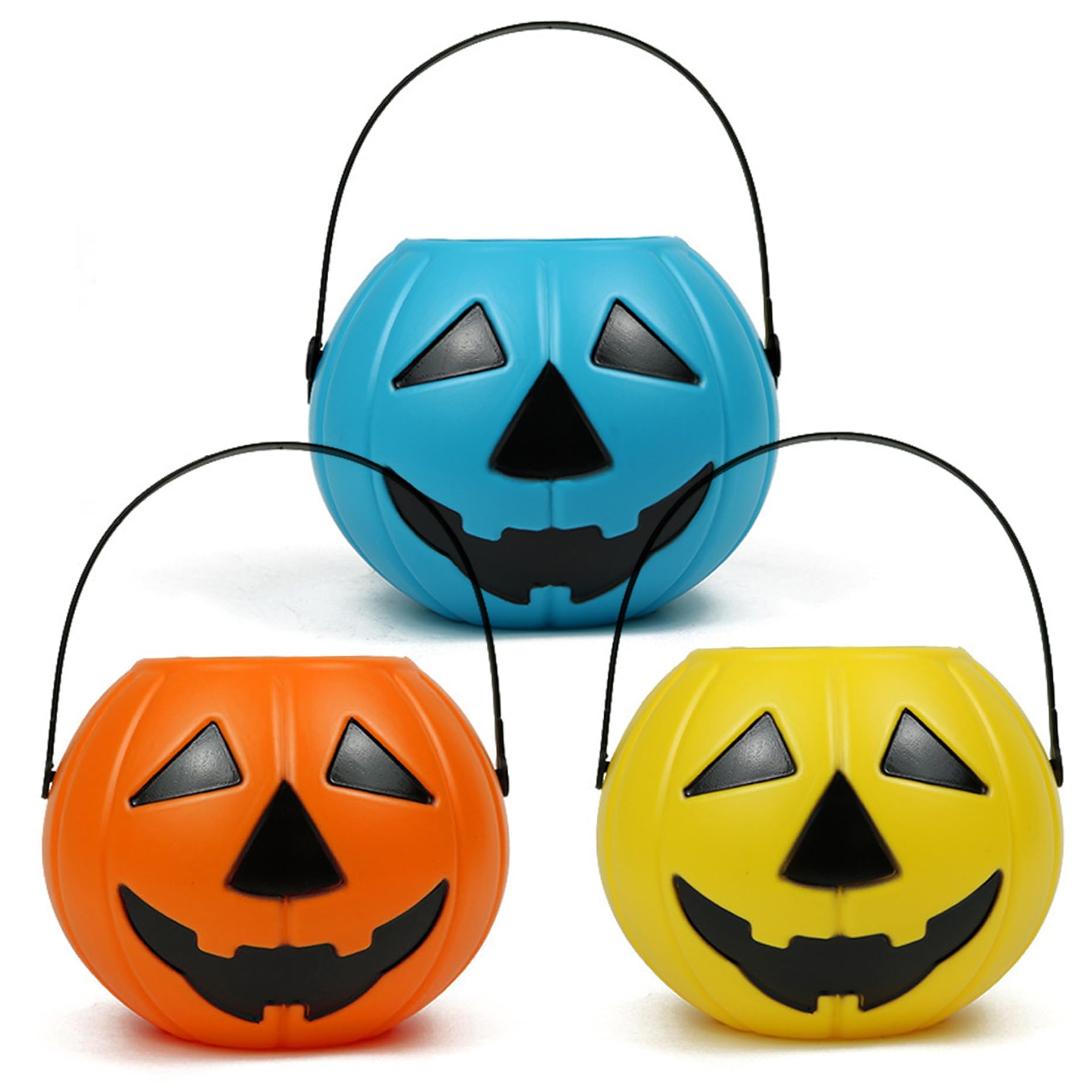 Paniers pour bonbons d'Halloween réutilisables en lot de 3 seaux
