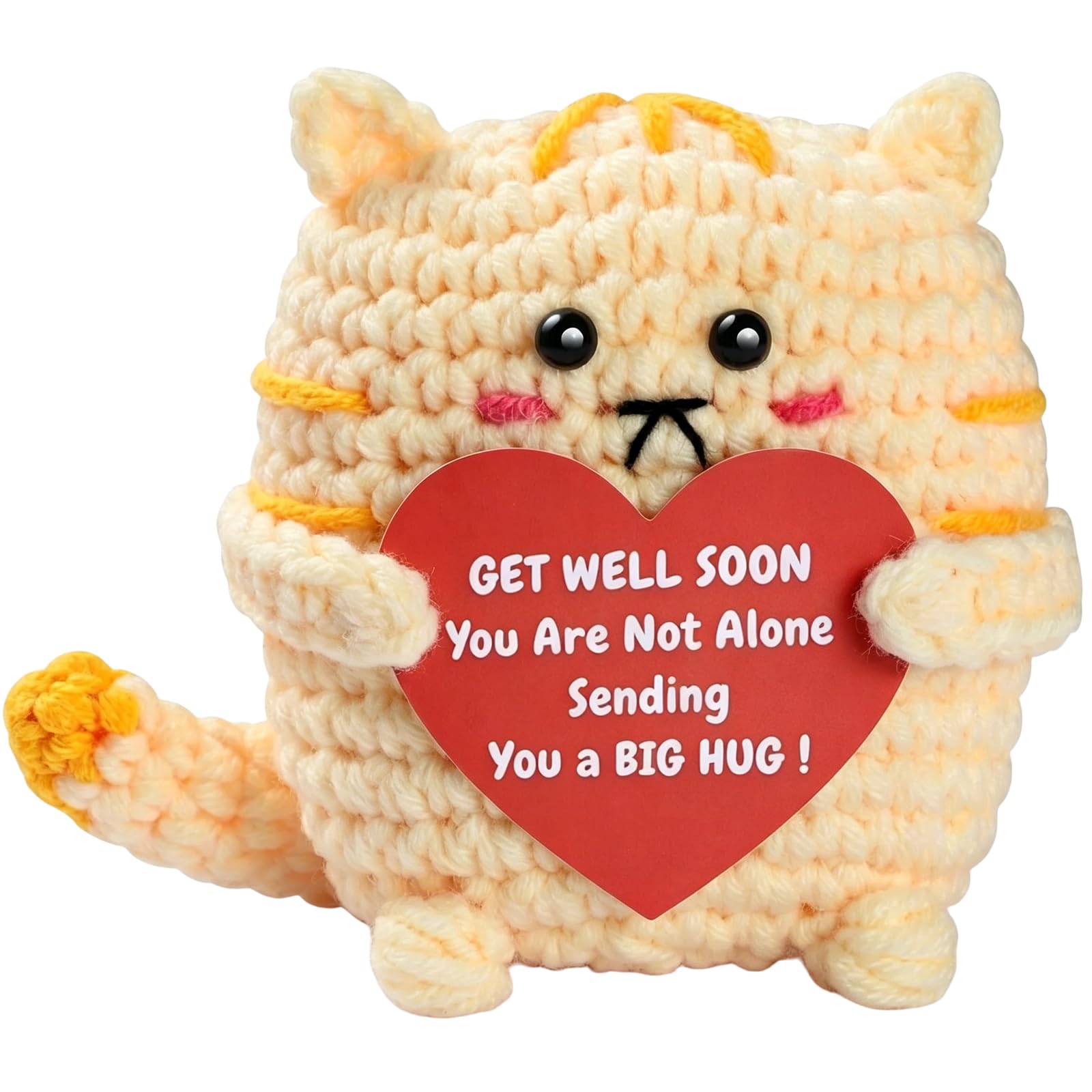 Get Well Soon Gifts for Women A Little Cat Pocket Hug Crochet Cat Animals with Heart Thinking of You Gifts Get Well Soon Giftsfor Women Men Kids