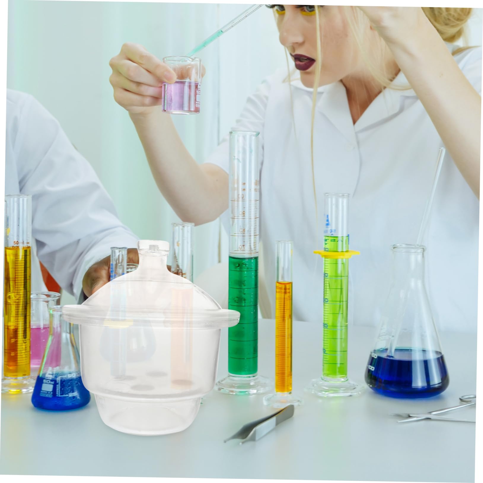 Desecador al Vacío de Vidrio 1 Pieza para Laboratorio Científico | Alta Transparencia, Orificios Bien Distribuidos, Estructura Simple, Útil en Presentaciones y Uso Académico