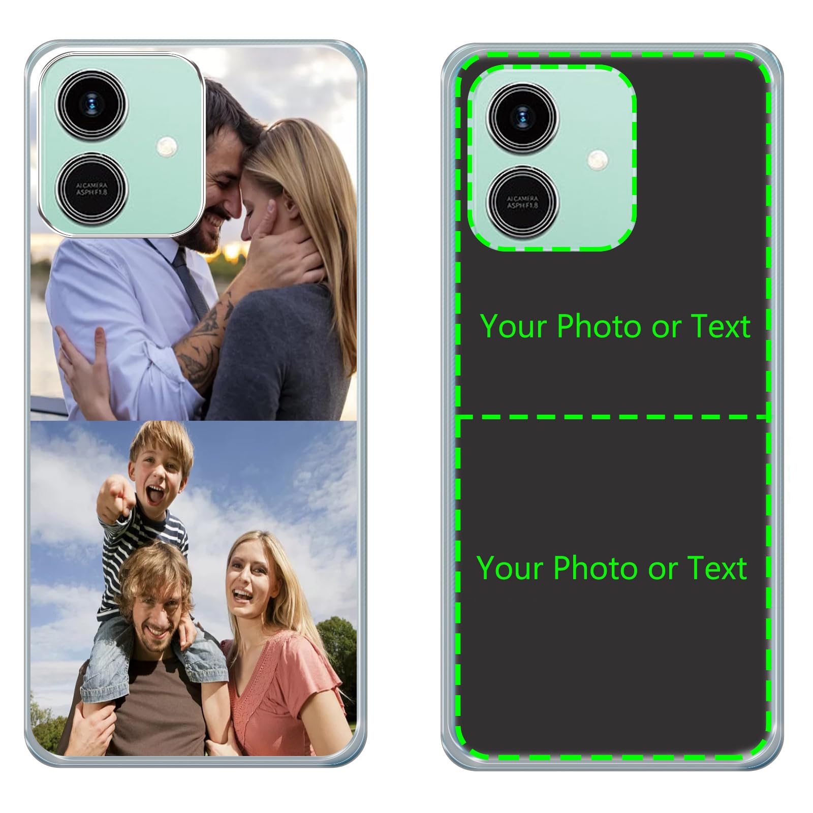 Transparent Personalised Photo Phone Case for vivo V70 Elite,Design Your Own Photo Image,Text Phone Case,Silicone Bumper Slim Soft TPU Cover Case,Personalised Case -2P