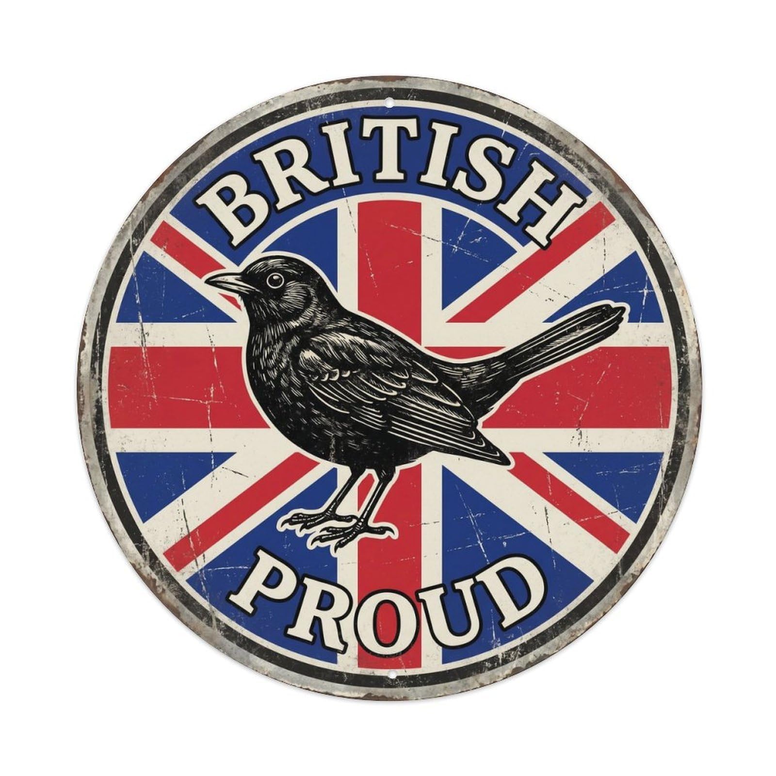 British Proud Blackbird Bird Wildlife Heritage Emblem Metal Tin Sign