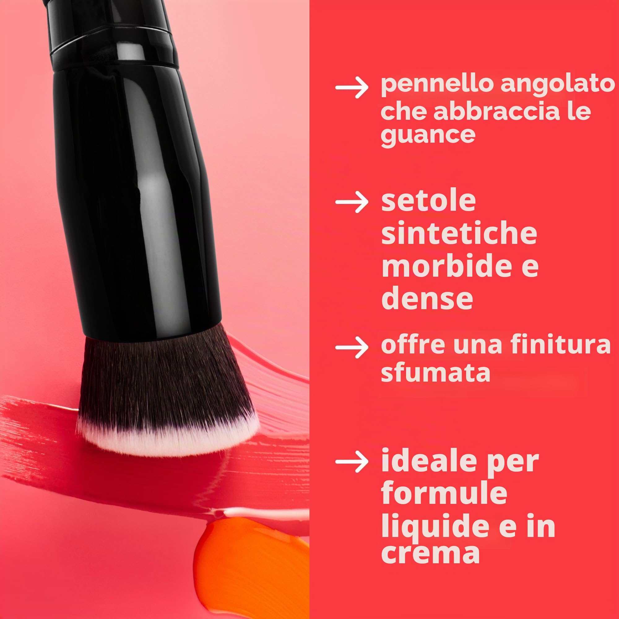 e.l.f. Camo Liquid Blush Brush, pennello da blush ad angolo, ideale per applicare e sfumare i colori sulle guance, setole dense e morbide, prodotto vegano e non testato sugli animali