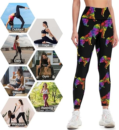 Miniatura 9 de Rainbow Wolf High Waist Yoga Pants Tummy Control Stretch Leggings for Women