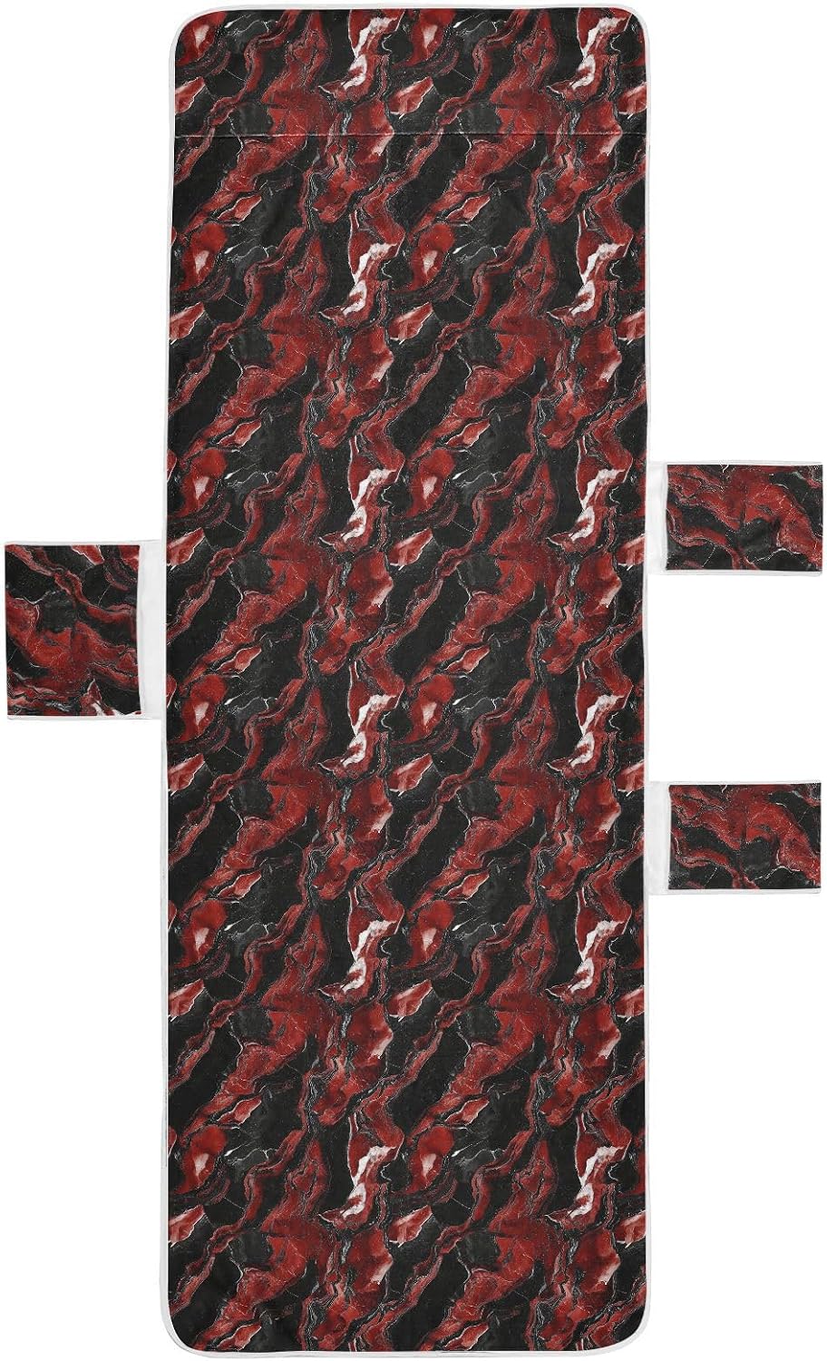 Red Black Irregular Marble Decorative Patio Lounge Chair Cover Heavy Duty Outdoor Lounge Chair Cover with Pockets for Pool Beach Sunbathing, dack covers para cama 85" X 30"