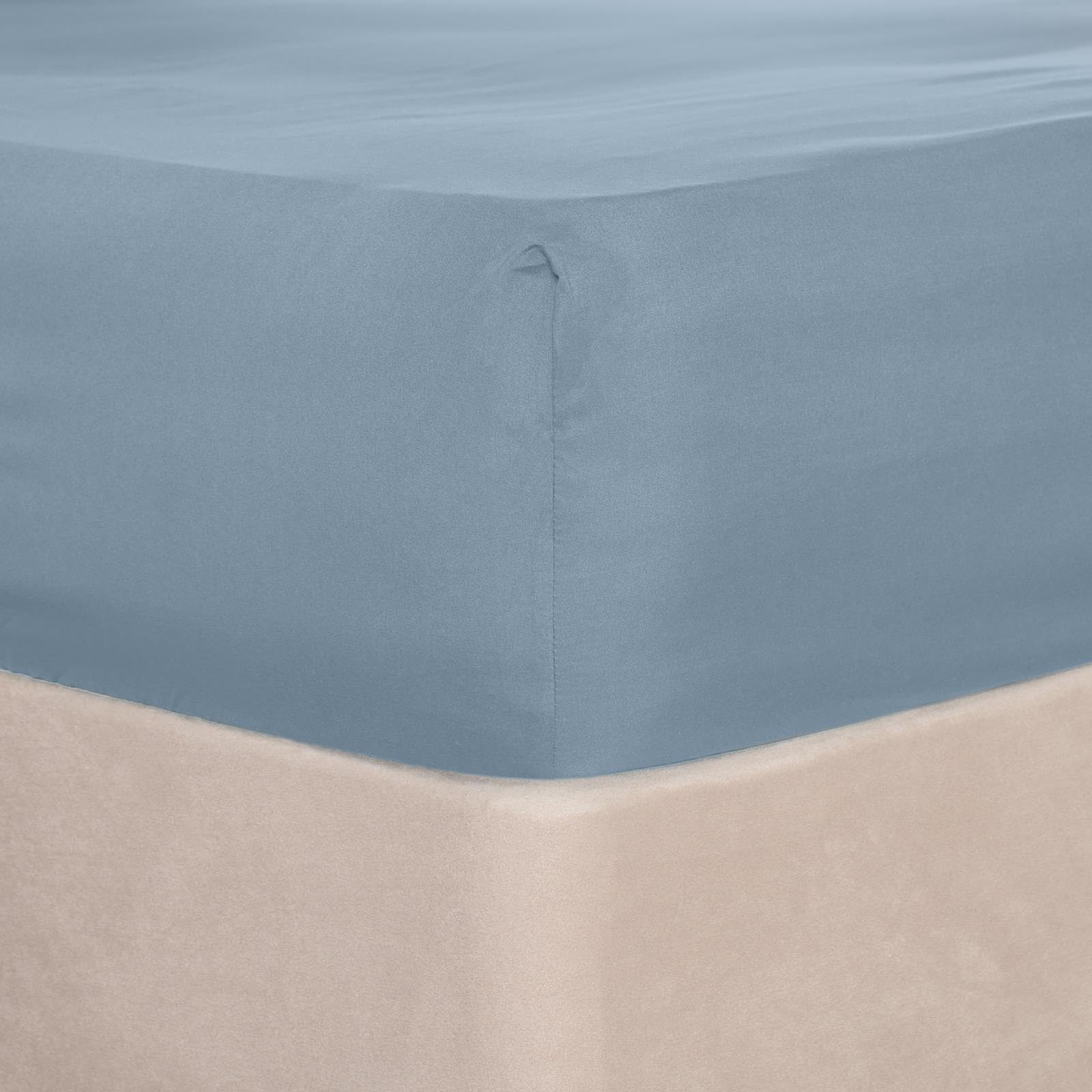 Brentfords Bedding Single Fitted Sheet Blue, Easy Care Soft Microfibre Fabric Deep Pocket 25cm Single Bed Sheet Shrinkage and Fade Resistant Bed Linen Bottom Sheets, 91 x 190cm