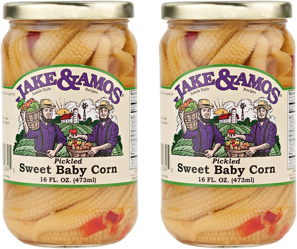 Jake & Amos Pickled Sweet Baby Corn - (2) 16 Ounce Jars