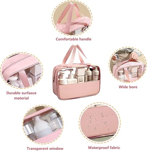 Miniatura 3 de GOLIKEE Paquete de 3 bolsas de maquillaje, bolsa de cosméticos de viaje con asa, bolsa de aseo impermeable, organizador portátil, bolsa de