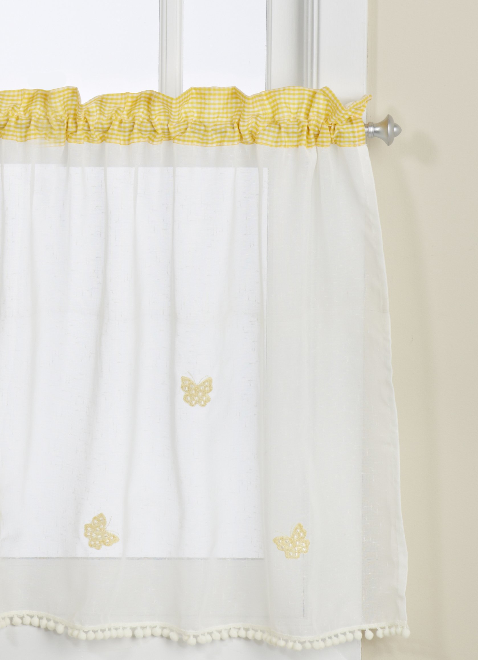 Swag Paire rideau court jaune maïs Lorraine Home Fashions Papillon Vichy 56 24