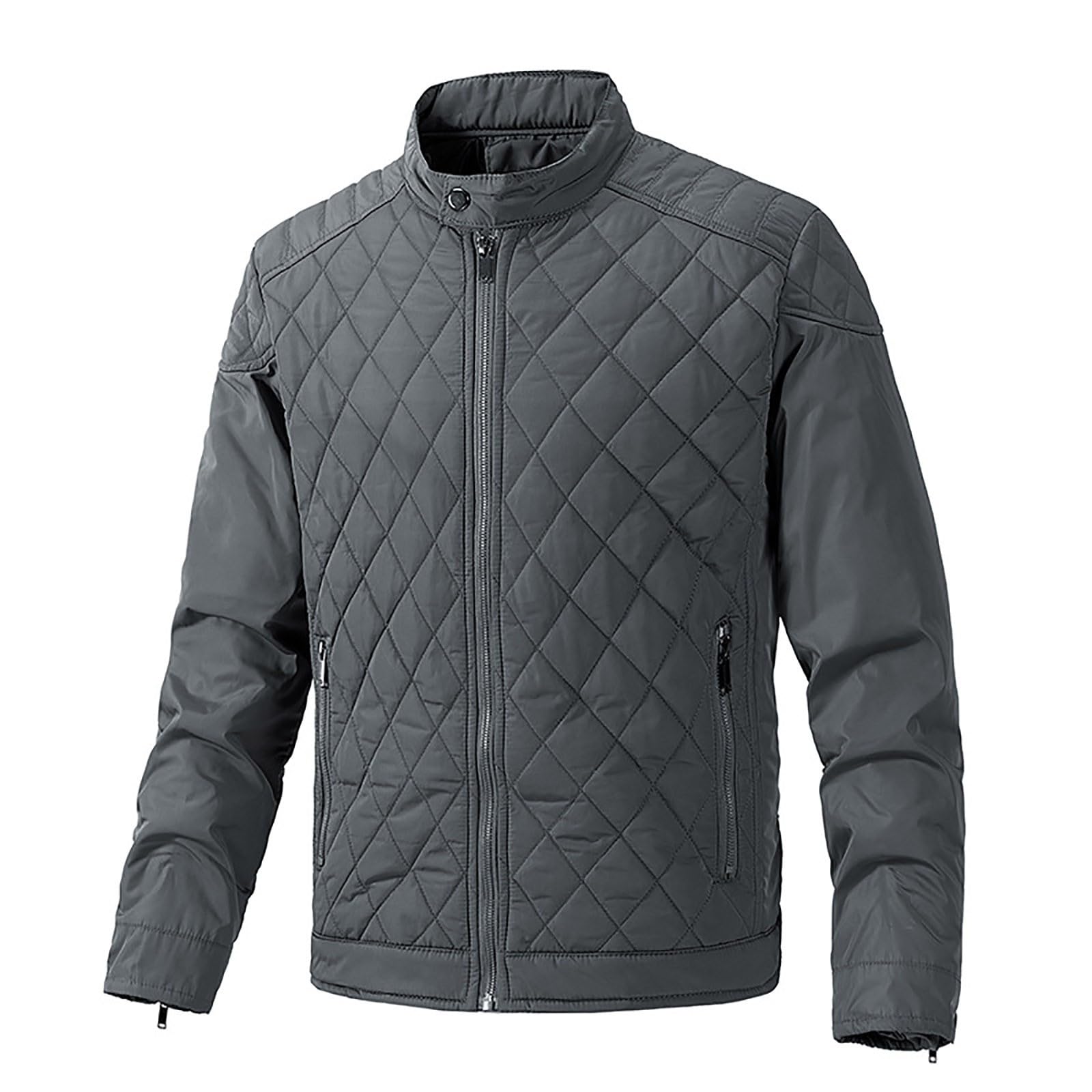 Piumino da uomo, alla moda, leggera, per le mezze stagioni, con colletto alto, trapuntata, invernale, calda, per il tempo libero, giacca softshell con tasca, per lo sport, casual, tinta unita
