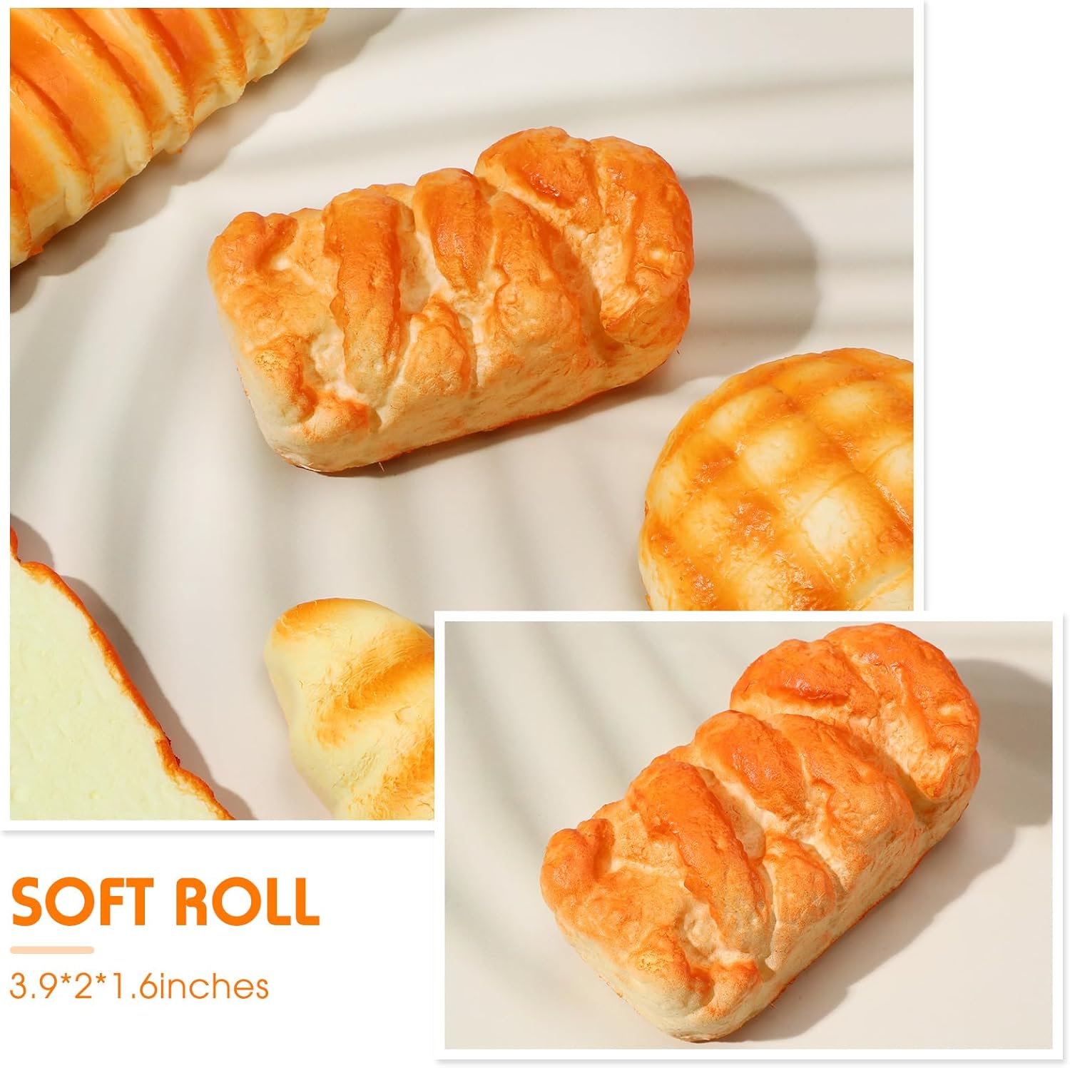 5 Pcs Bread Stress Toy Soft Toast Bread Shape Toy Slow Rising Toy Anxiety Relief Food Toy for Kids Adult Tricky Funny Birthday Gifts Simulation Fake Food Stress Toy Balls(Style 1) - Image 5