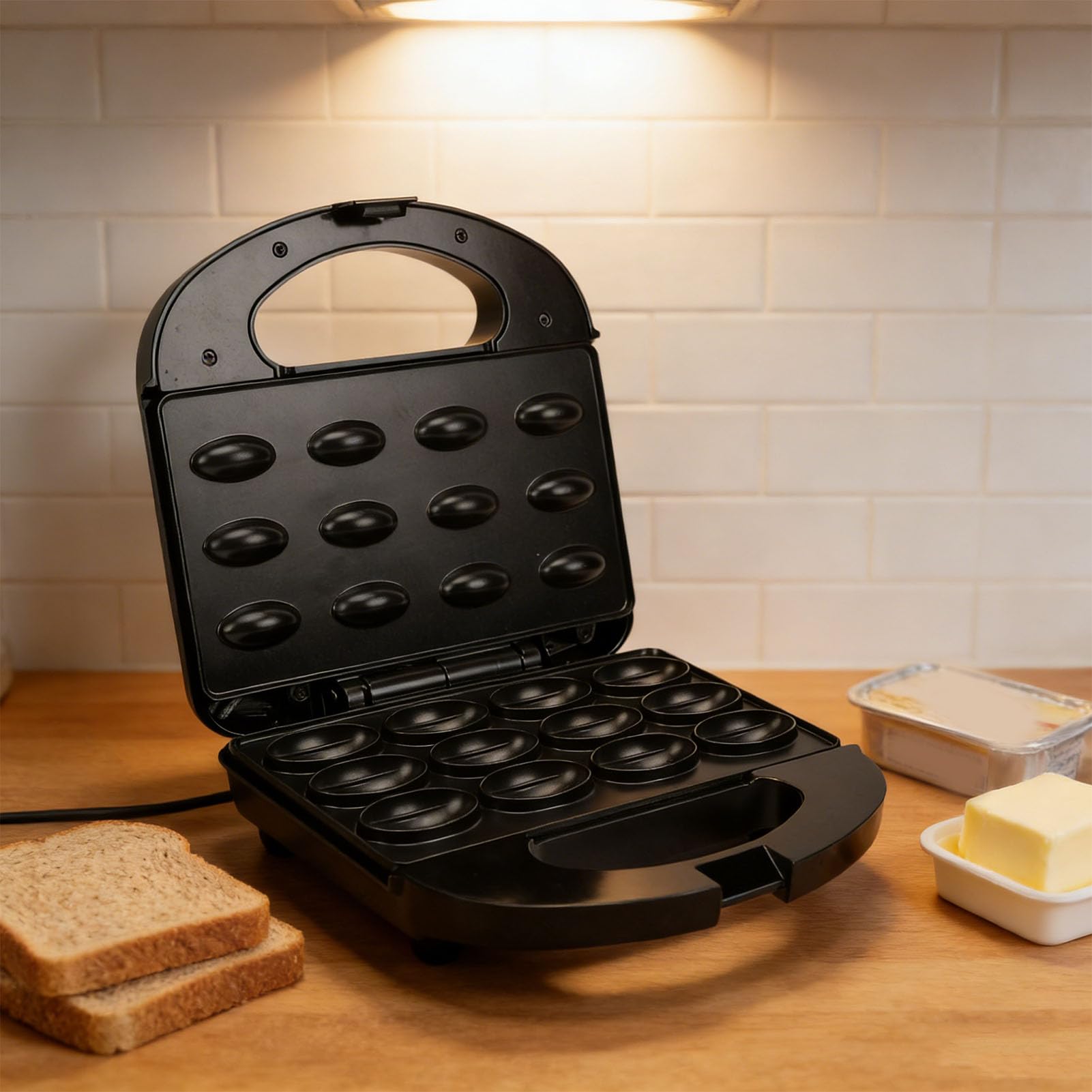 Máquina Eléctrica para Hacer Galletas de Nuez Oreshki, 12 Agujeros, 750W, Calentamiento Doble, Antiadherente, Fácil de Limpiar, Compacta, para Pasteles de Nuez, Bocadillos, Enchufe