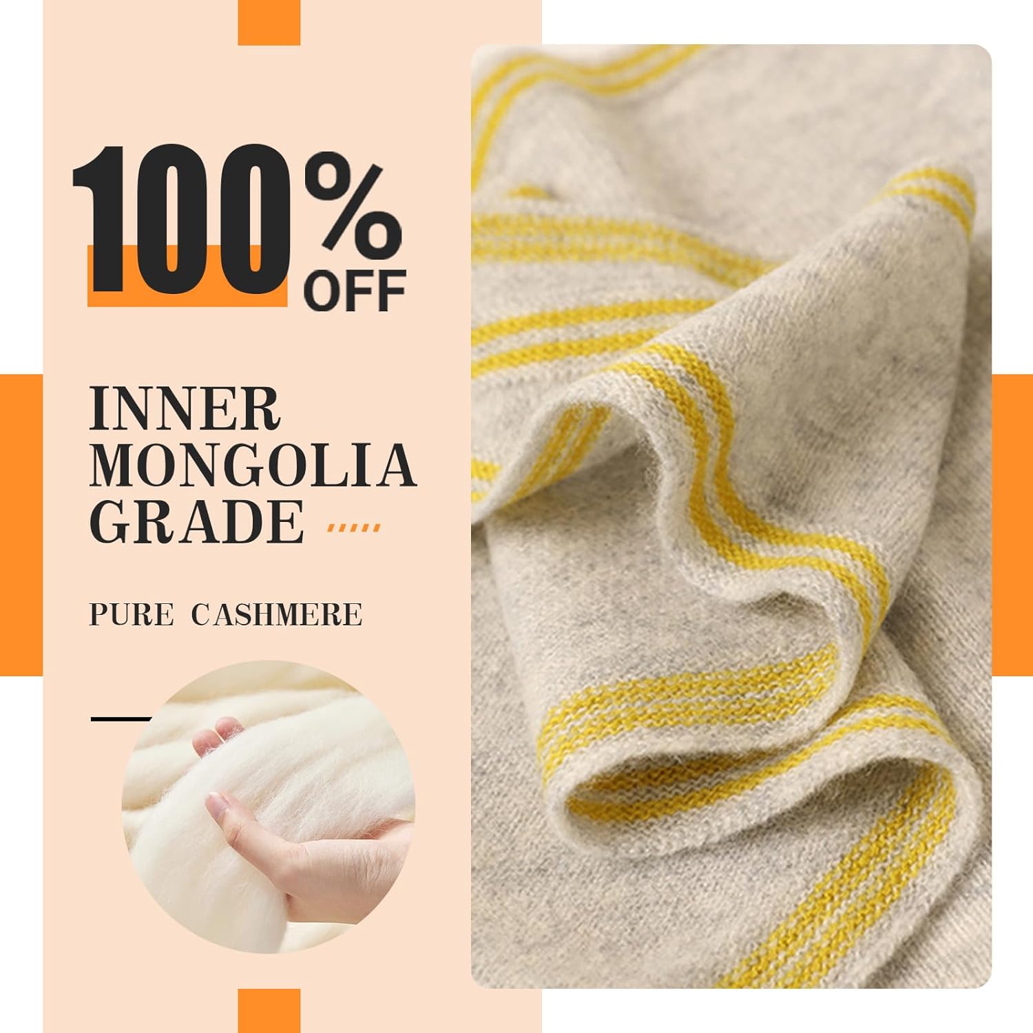 100% Cashmere Triangle Scarf, Neck Scarves Small Scarf for Women & Men, 49''x12'' Lightweight Warm Fashion Scarves - Image 4