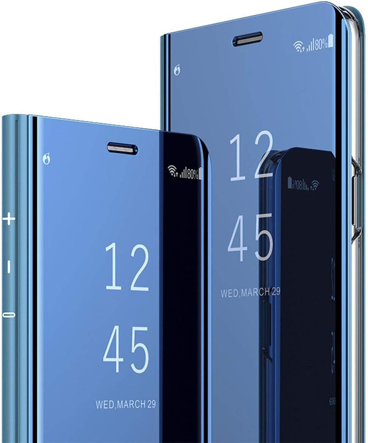 Omorro Case for Galaxy Note 9 Luxury Clear View Electroplate Mirror Makeup Design Flip Wallet 360 Full Body Built-in Screen Protection Slim Hard Mirror Kickstand Cover