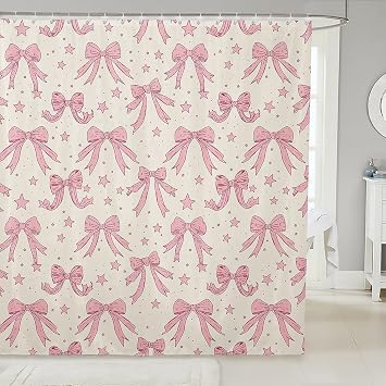 Feelyou Bow Bath Bowknot Shower Curtain Bathroom 72" x78 Boys Girls Teens