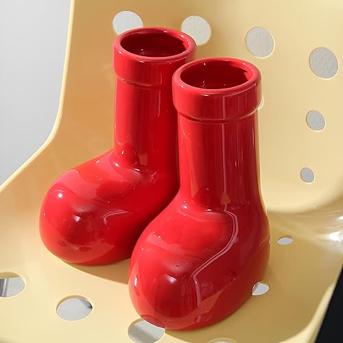 Miniatura 3 de Floreros de vidrio únicos de resina floreros de vidrio 5.9 in floreros para ramo 1pc lindo florero (rojo)