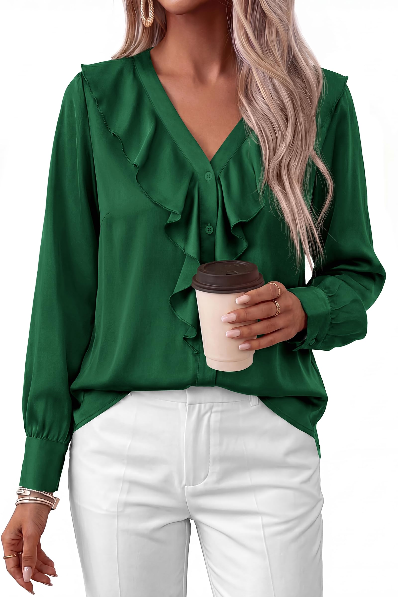 Womens Long Sleeve Satin Shirt