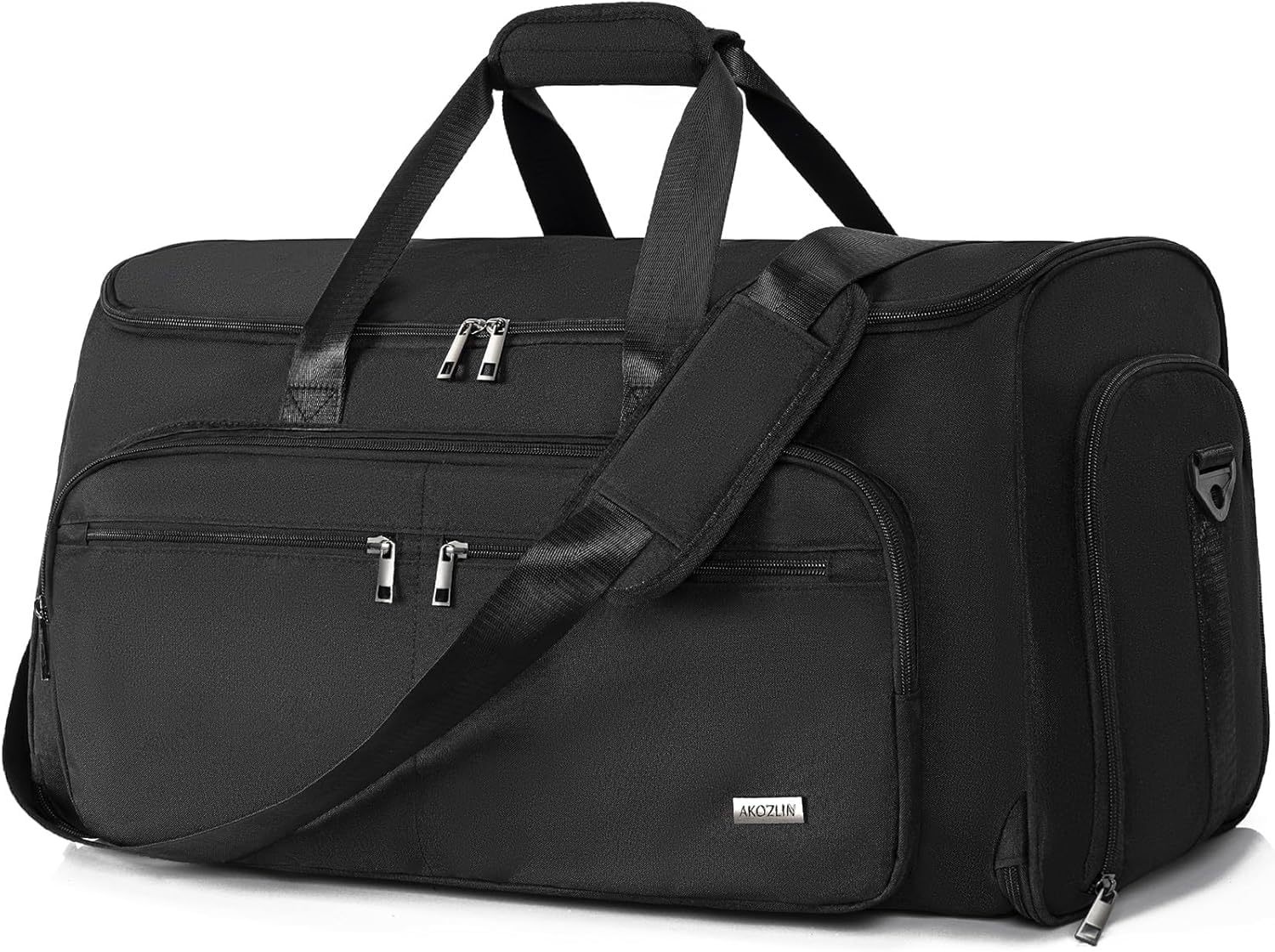 Borsa da viaggio pieghevole da appendere per viaggi d'affari, valigetta da ufficio con tracolla per uomo, nero, Nero , With Inner Pockets
