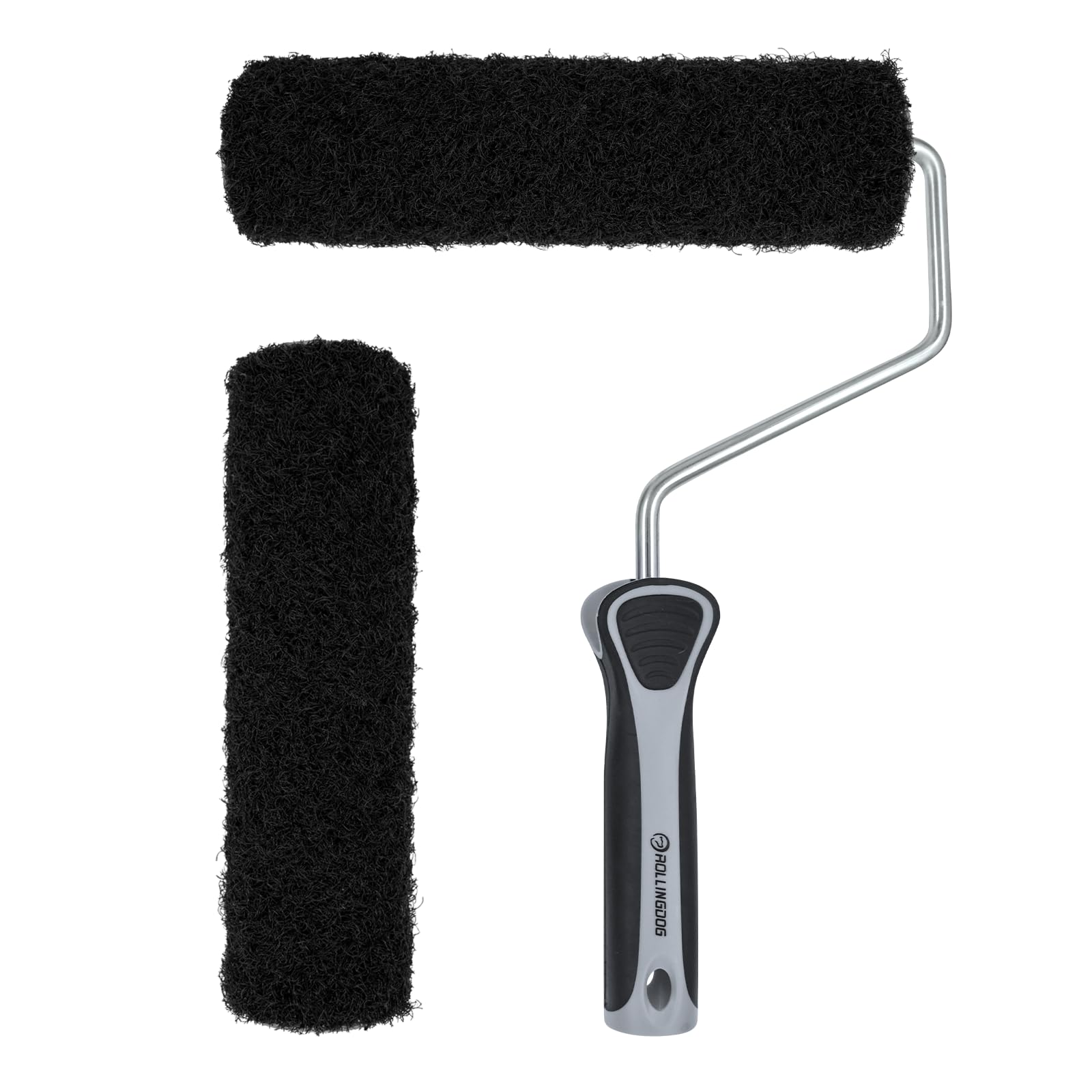 Rollingdog Plaster Roller Set 9 Inch Drywall Skimming Roller Set - Includes 8Mm Frame & 2X 230Mm Compound Covers - 16Mm High-Nap Nylon Plastering Kit With Soft-Grip Handle