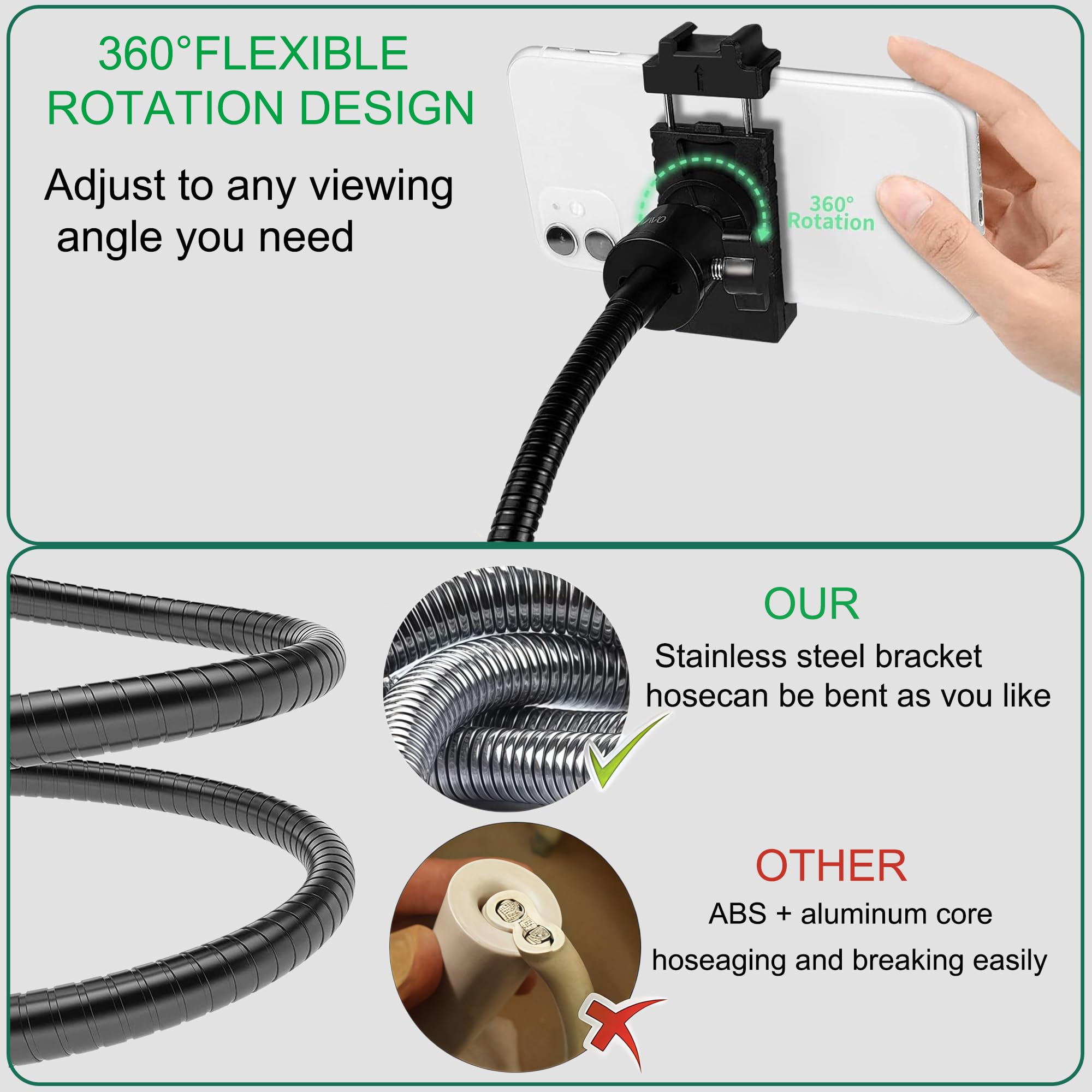 Regolabile porta cellulare treppiede, supporto per cellulare, supporto da tavolo per l’insegnamento per streaming live e video online e per video dimostrativo di creazione di prodotti alimentari