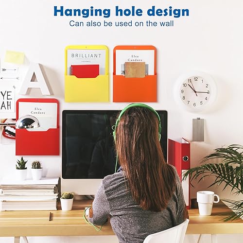 Miniatura 5 de Kosiz 6 piezas de soporte magnético para archivos de pared, organizador de archivos de pared, soporte de papel para refrigerador, suministros de