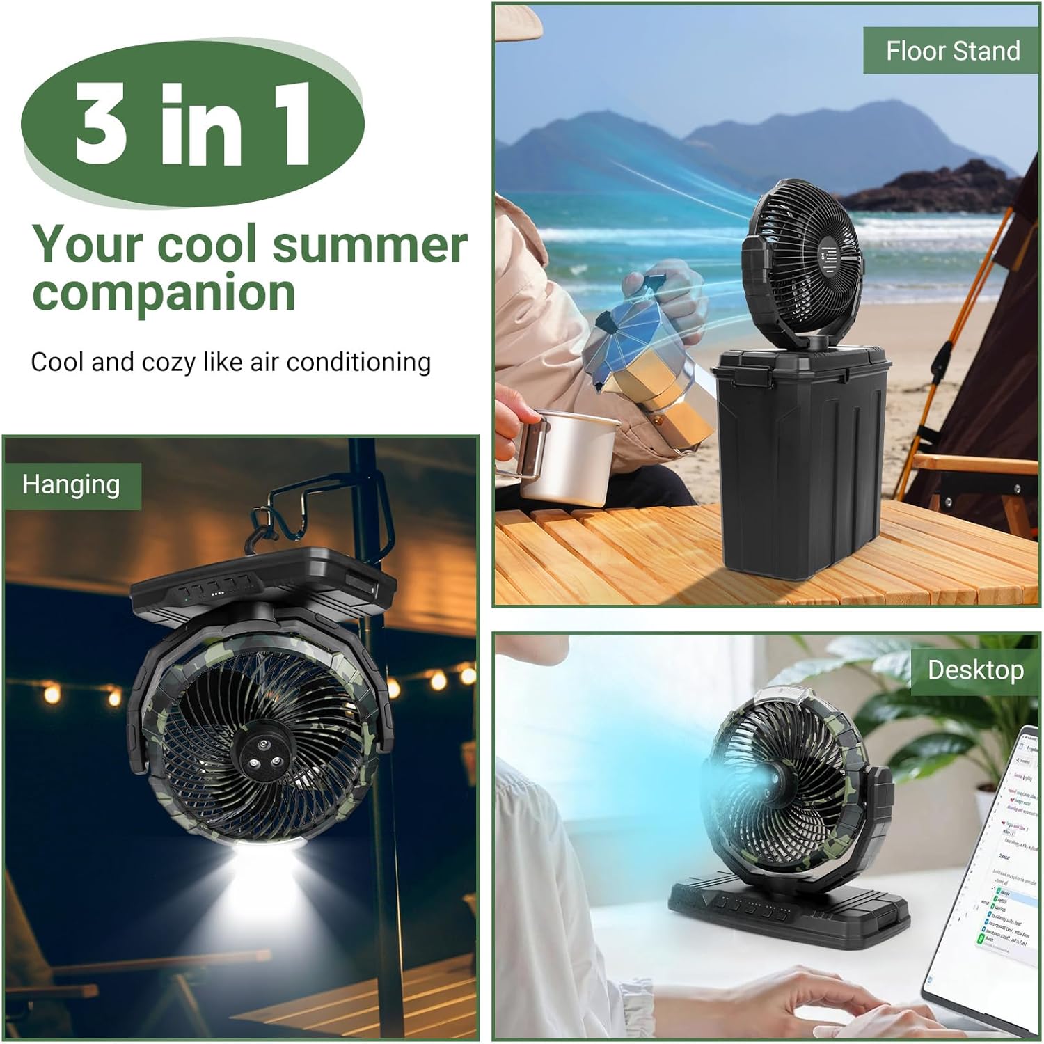 Portable Outdoor Misting Fan - Summer Must-Have 9L Water Tank 3 Levels Wind Speed&Mister Instant Cooling, Ideal for Patio, Garage, Camping,RV, Great Gift for Campers/Fishing Lover