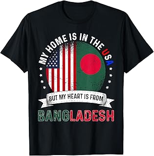Bangladeshi American Patriot Heart is from Bangladesh Flag T-Shirt