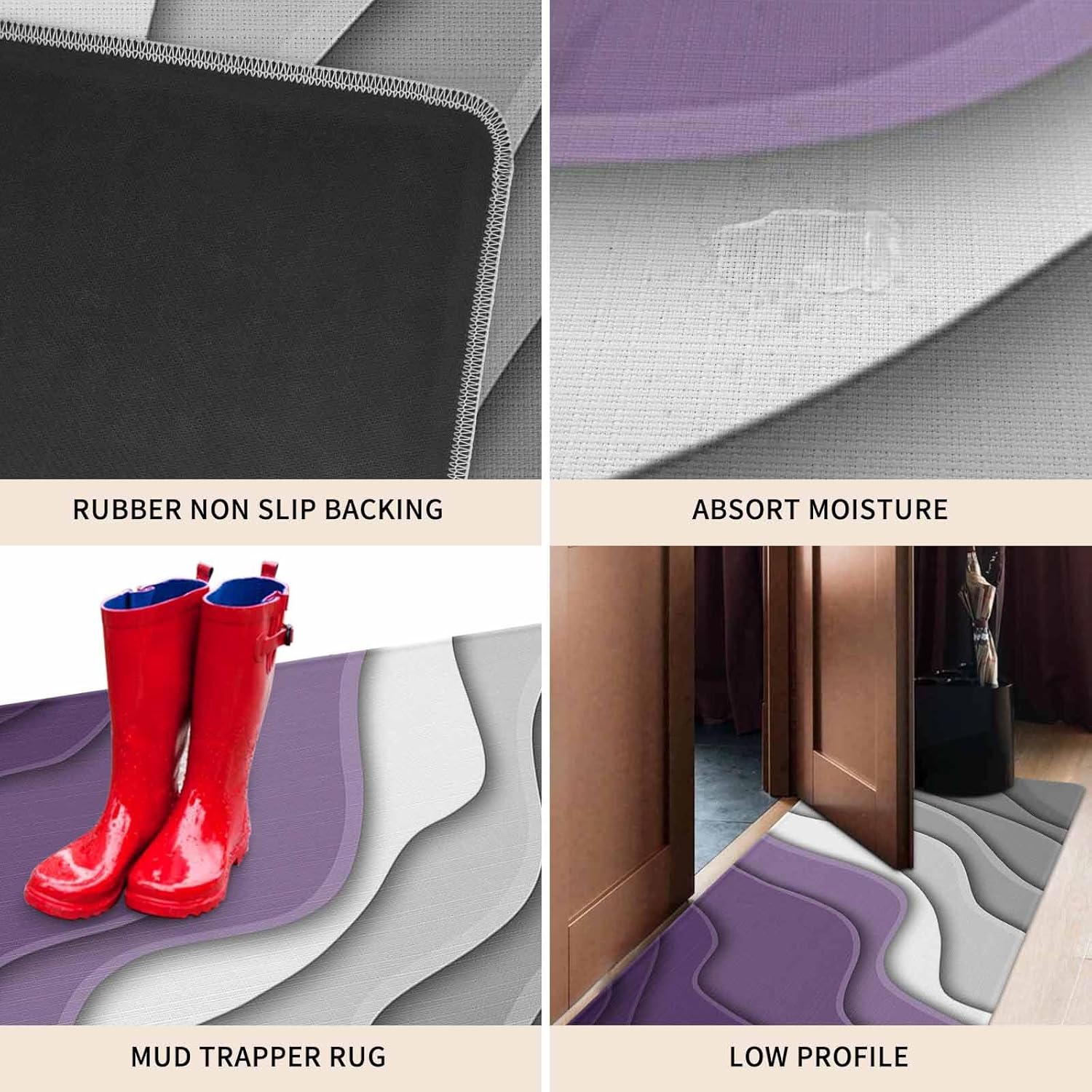 Kitchen Rug Mats Yellow Grey Modern Geometric Non Slip Kitchen Mats for Floor Abstract Beach Anti-Fatigue Washable Comfort Floor Mat Carpets Runner Rugs for Sink Laundry 20"x47"