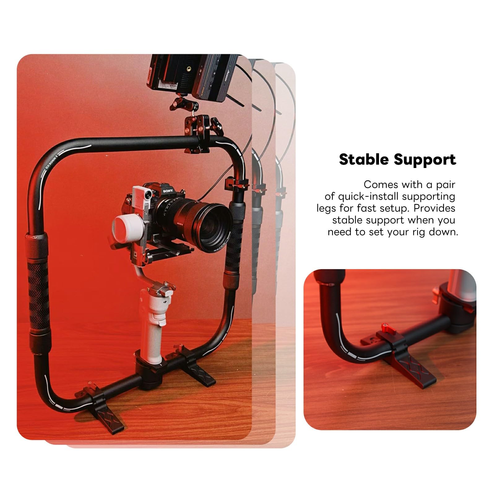 Poignée double anneau pour RS4 Mini, accessoire de nacelle annulaire portable compatible avec DJI RS4 Mini, RS 3 MINI, RS2 PRO, RS3 PRO, RS4 PRO