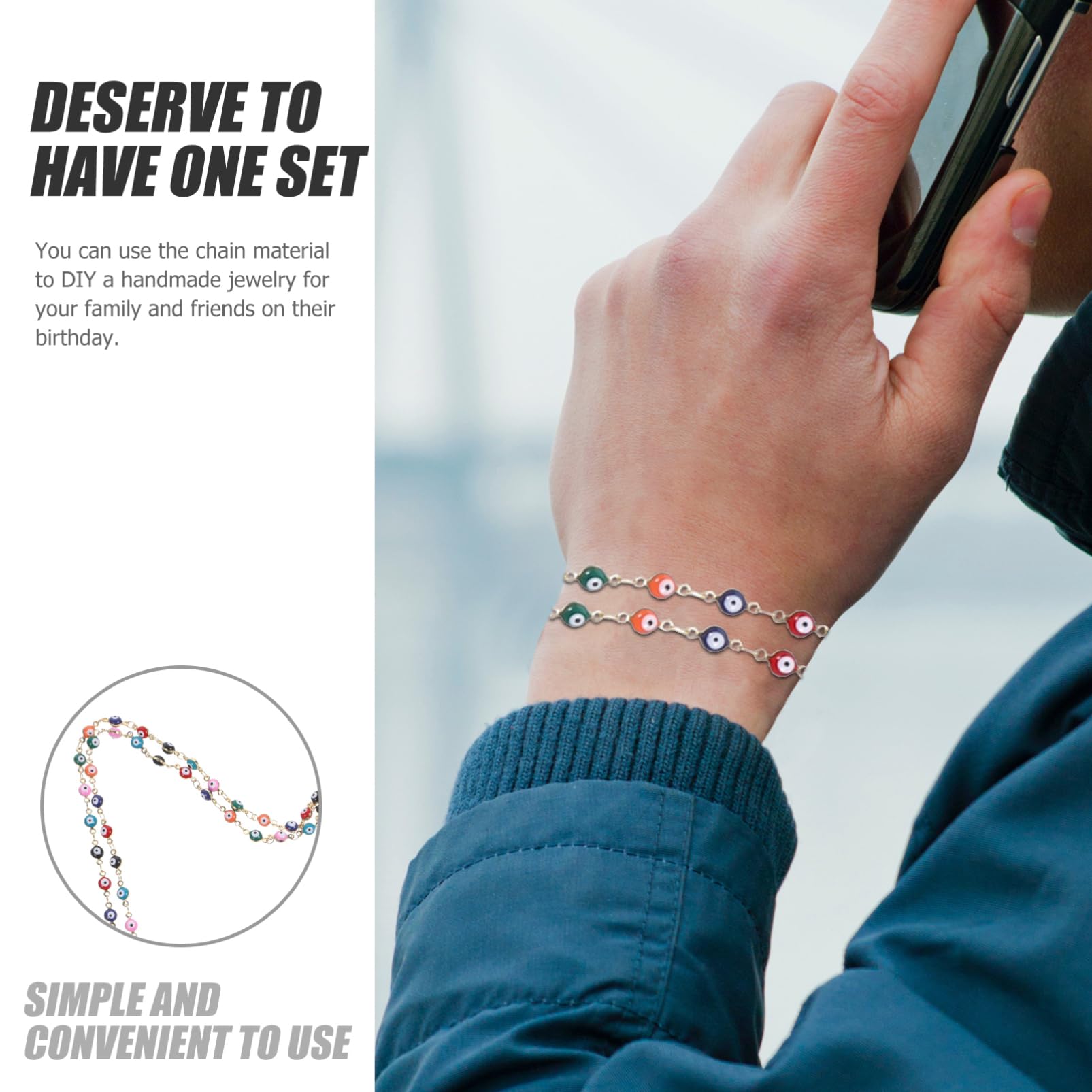 NUOBESTY 4 Set di Catene per Gioielli Bracciali Collane Cavigliere Forniture per Gioielli Lega Decorativa 2 Pezzi * 4