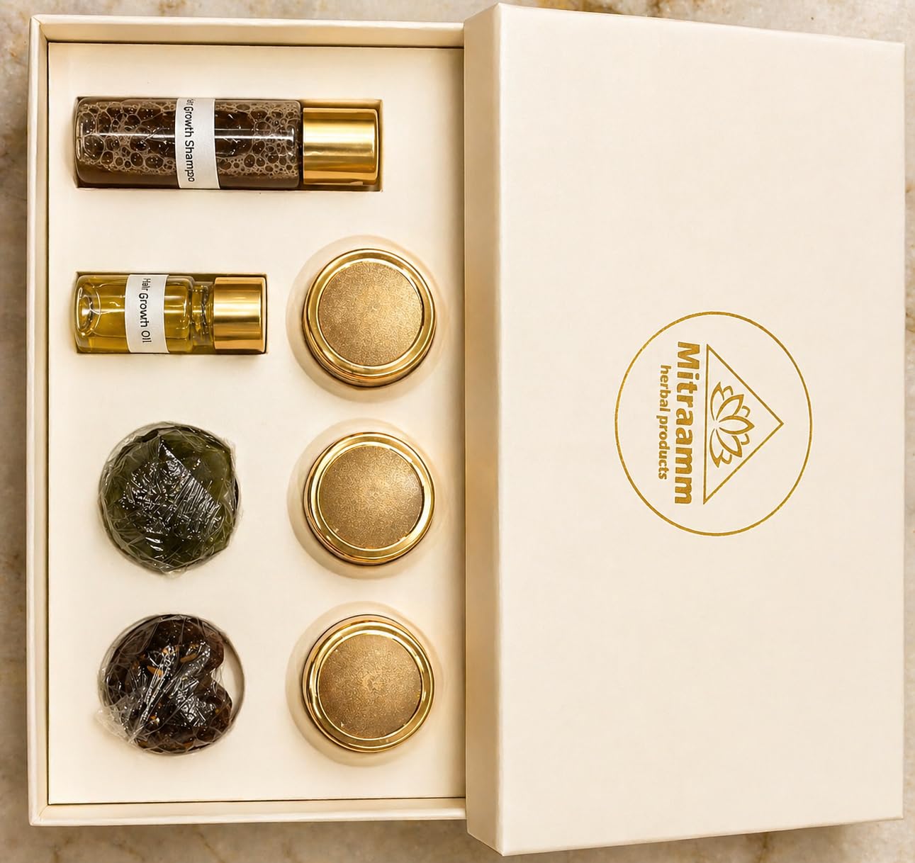 Premium Herbal Care Trial Travel Kit | Shampoo Hair Oil Body Butter Scrub Soaps Kumkumadi Cream Combo | Mini Skincare Haircare Kit for Men Women-image-21