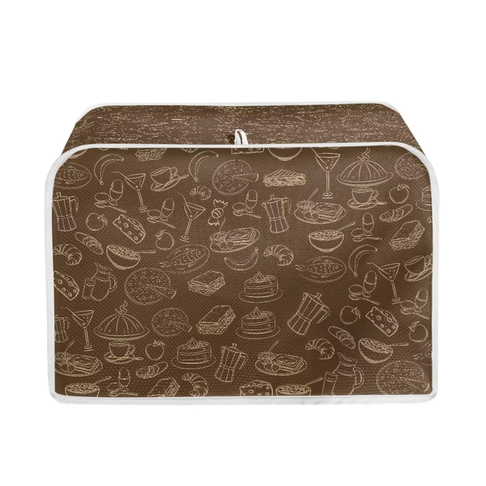 JSLXYYBQ Vintage Food Print Kitchen Toaster Cover Appliance Bread Maker Cover Toaster Oven Dust Cover for Protect Bread Machine