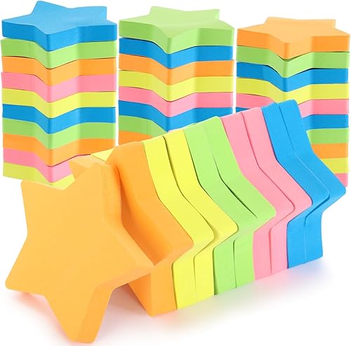 Miniatura 7 de Paquete de 6 notas adhesivas en forma de estrella de 3 x 3 pulgadas, almohadillas autoadhesivas fáciles de publicar para el hogar, oficina,