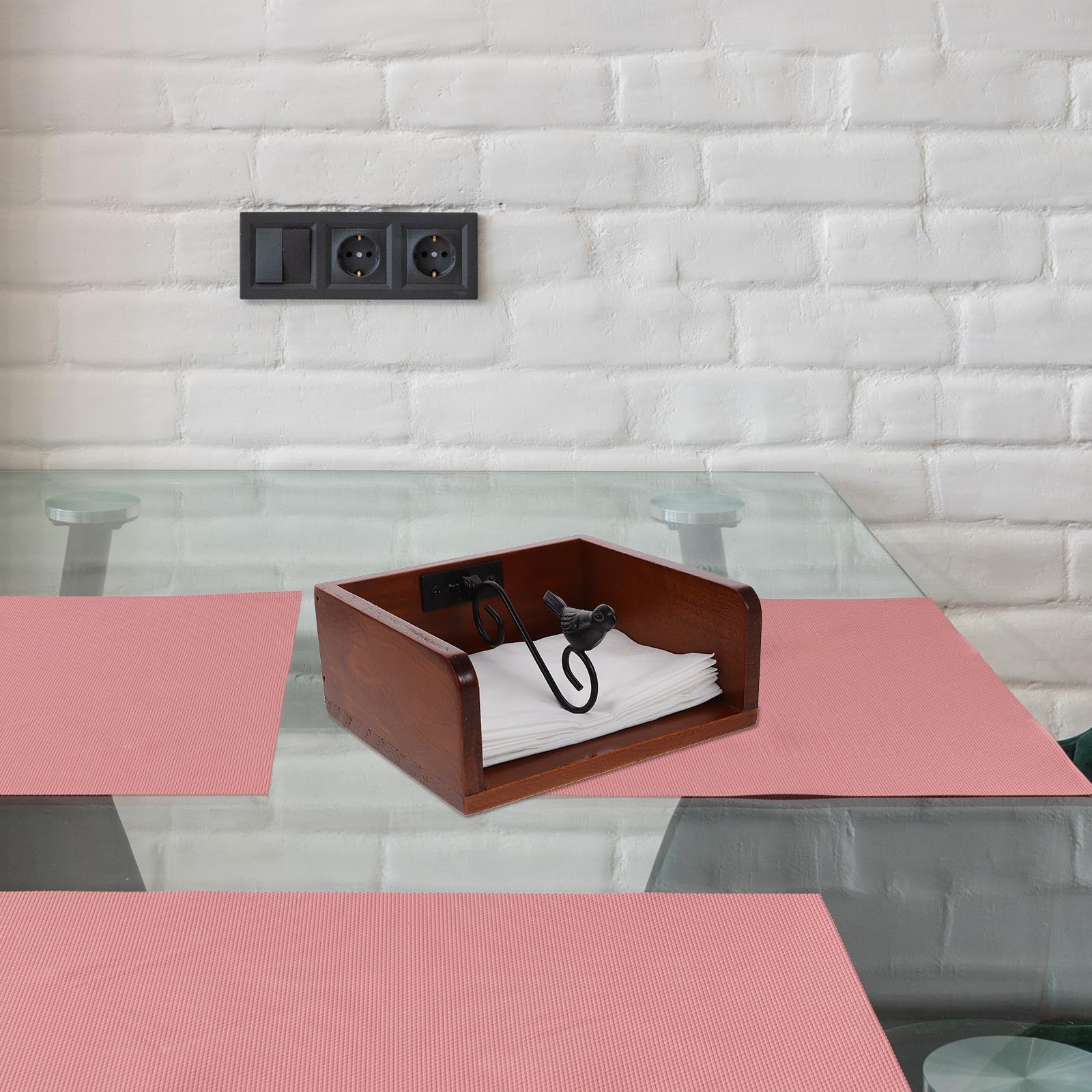 Servilletero de Hierro Larga Durabilidad Diseño Rústico y Líneas Suaves, Soporte para Guardar Pañuelos Adecuado para Cocina y Uso en