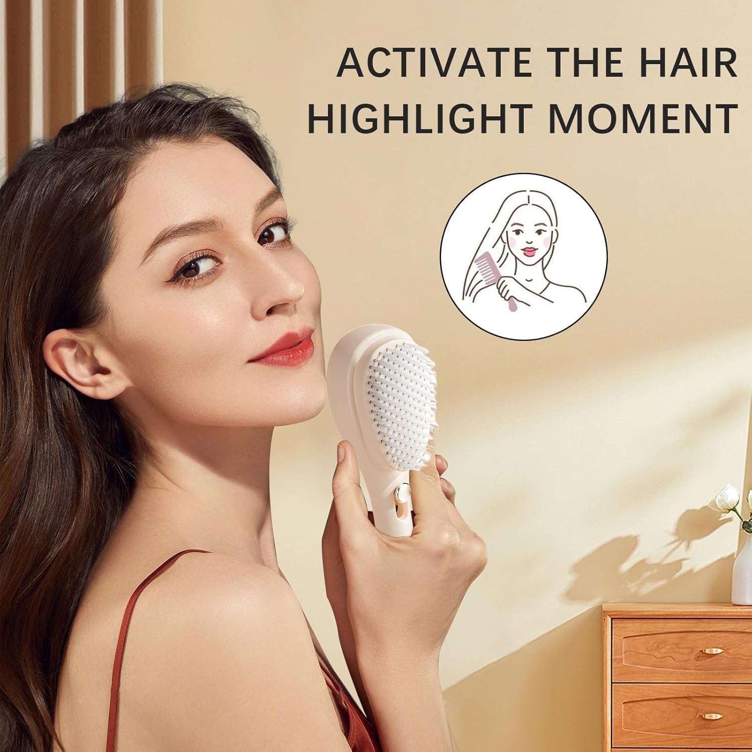 BELARO Self Cleaning Hair Brush for Women, Easy Clean, Massage Comb with Retractable Bristles One-pull Clean Anti Static Tools for All Hair Types (Hair Brush) 2