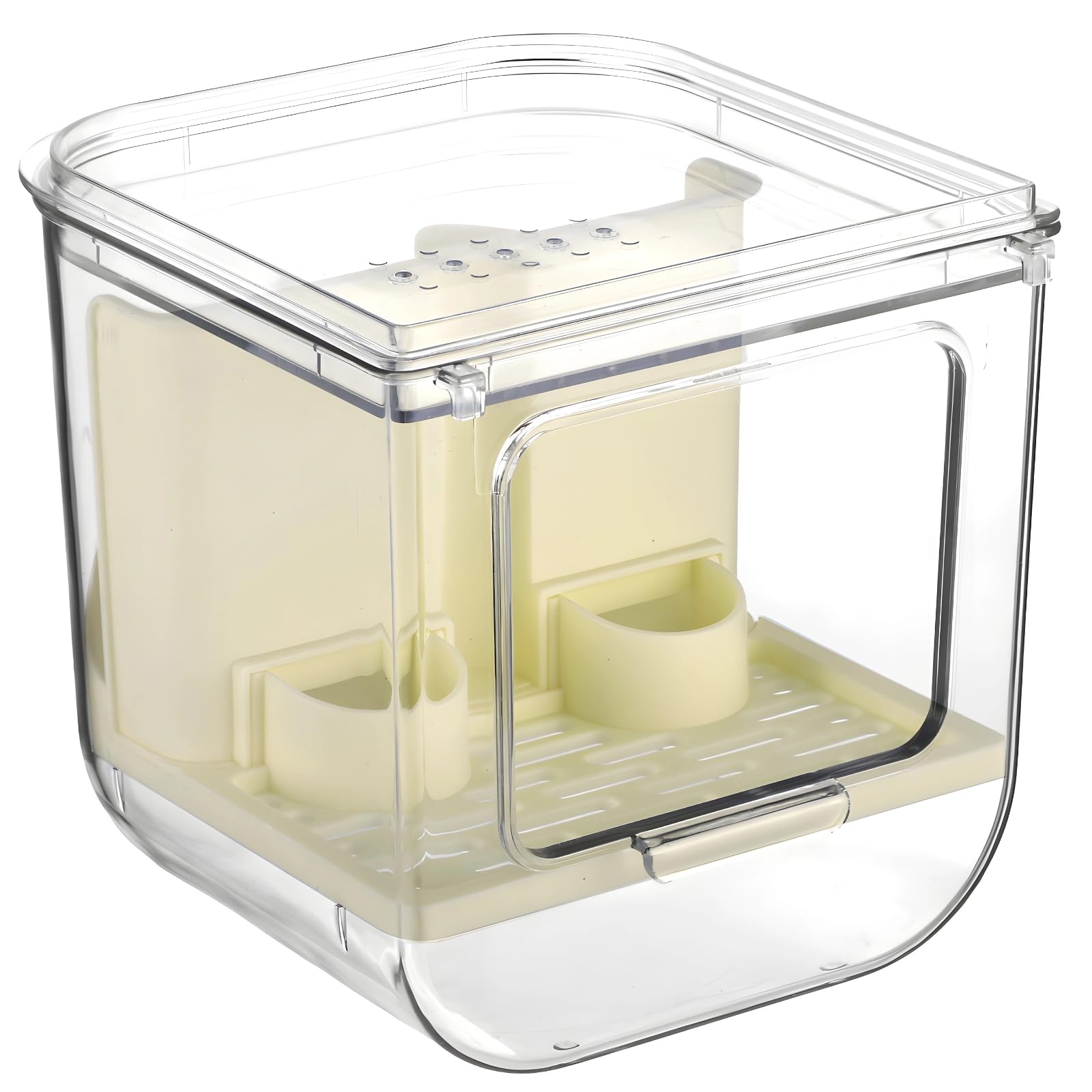 Générique Mangeoire automatique pour oiseaux, récipient transparent en plastique, capacité 700 g, accessoires de cage pour perroquet, perruche ondulée et calopsitte