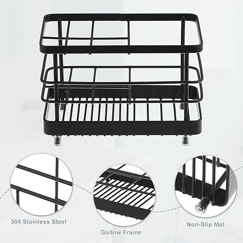 Miniatura 4 de VOCOSTE Soporte para cepillo de dientes de acero inoxidable 304, soporte para pasta de dientes, organizador de accesorios de cocina de baño, negro